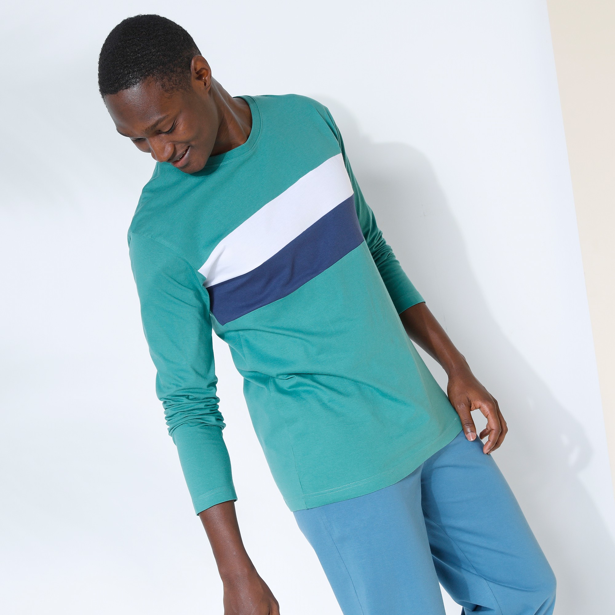 T-shirt Pyjama Manches Longues Vert - Blancheporte