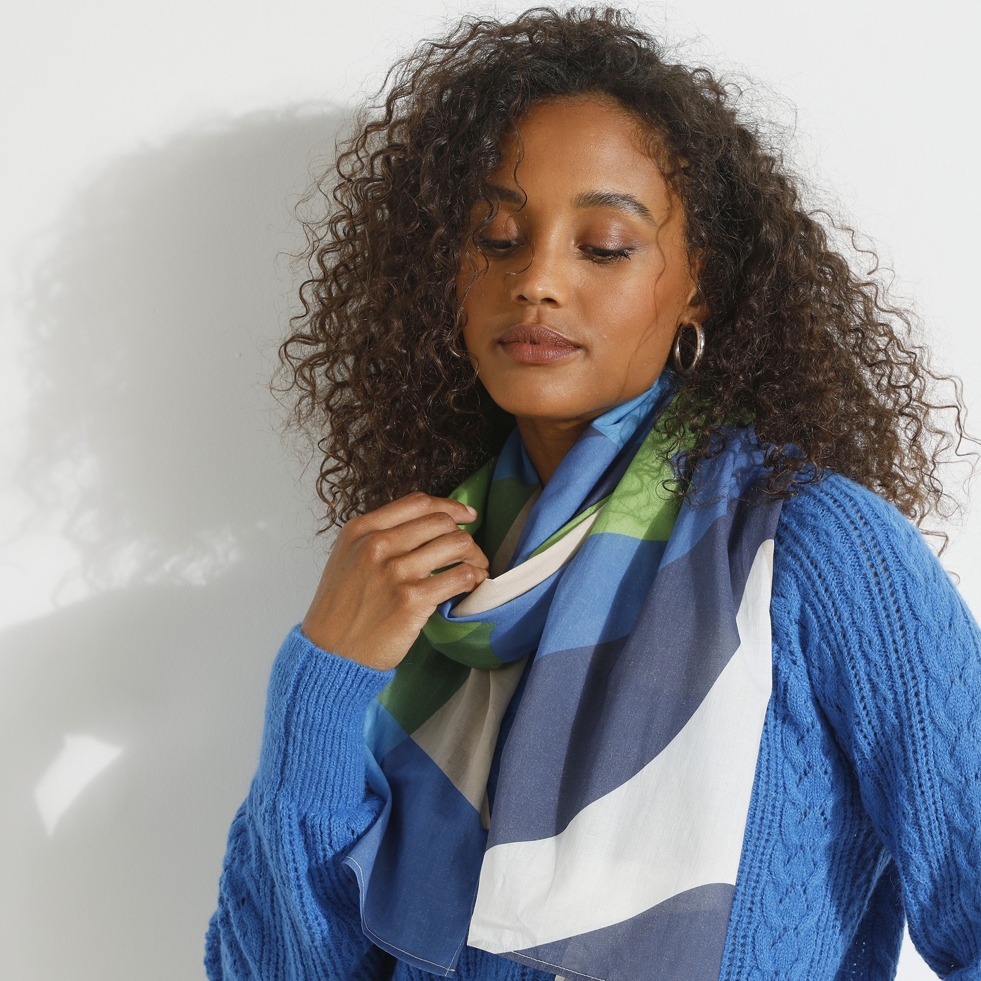 Foulard Style Che?che Confectionné En France Imprime? Abstrait, 160 X 70 Cm - Coton - Blancheporte