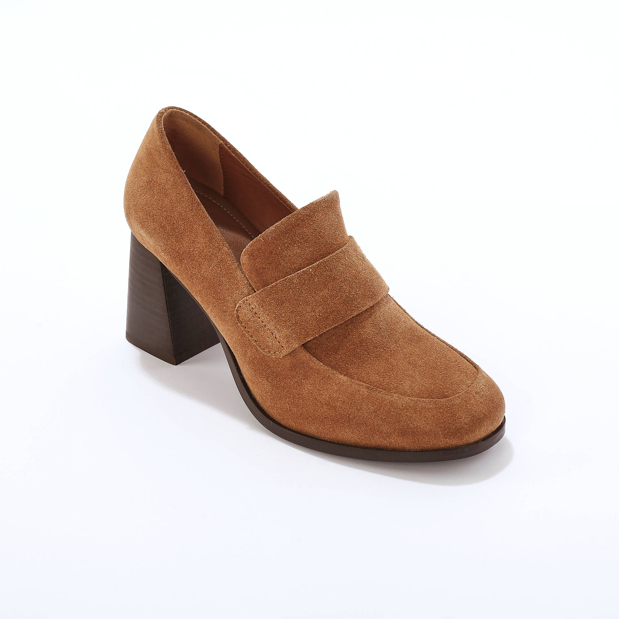 Mocassin à talon croûte de cuir - Blancheporte