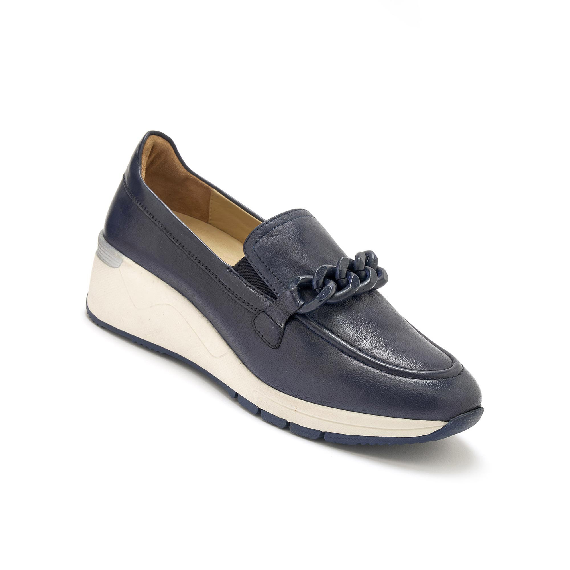 Mocassins cuir talon compensé Pediconfort® - 41 - Bleu - Pédiconfort