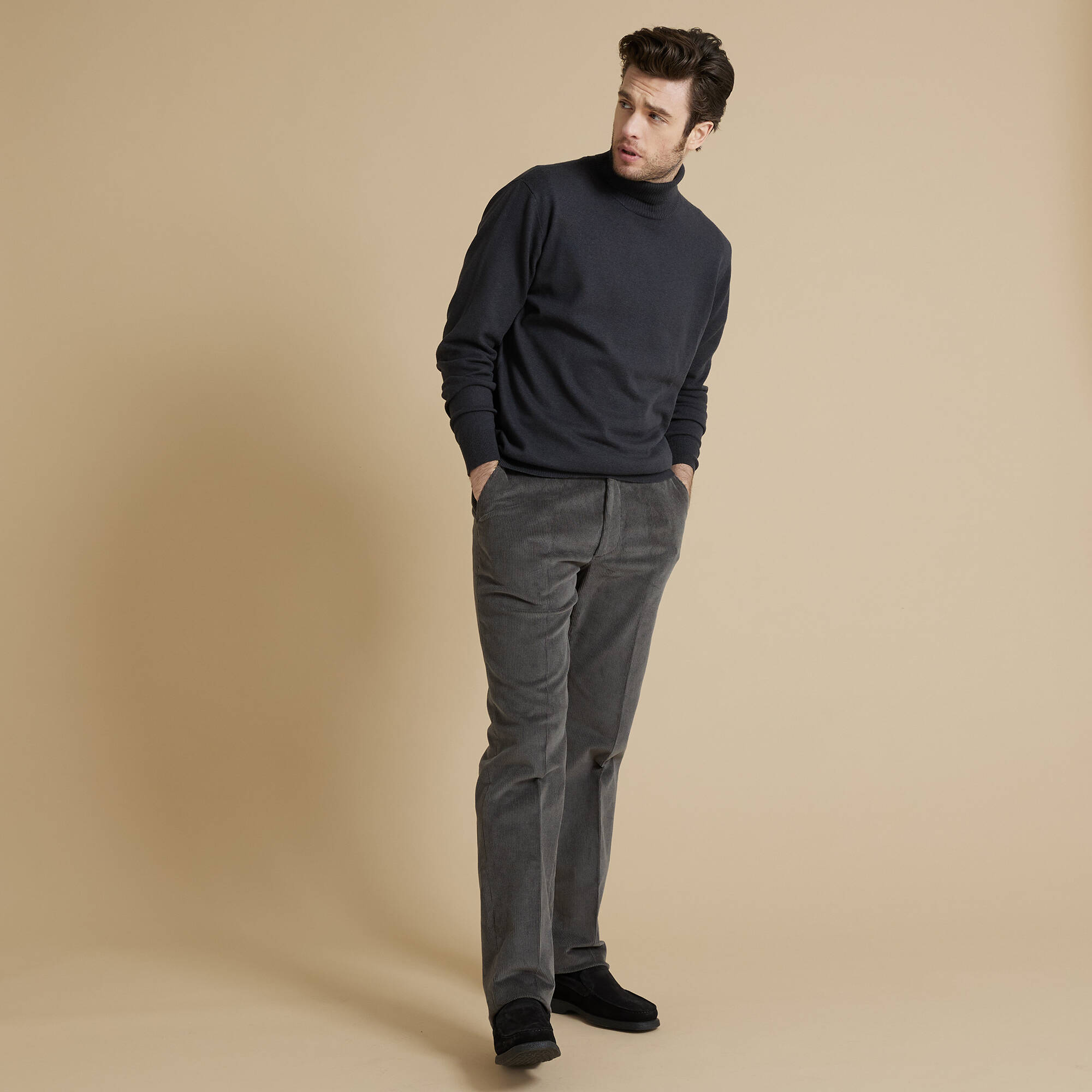 Pantalon velours taille elastiquee sans pince