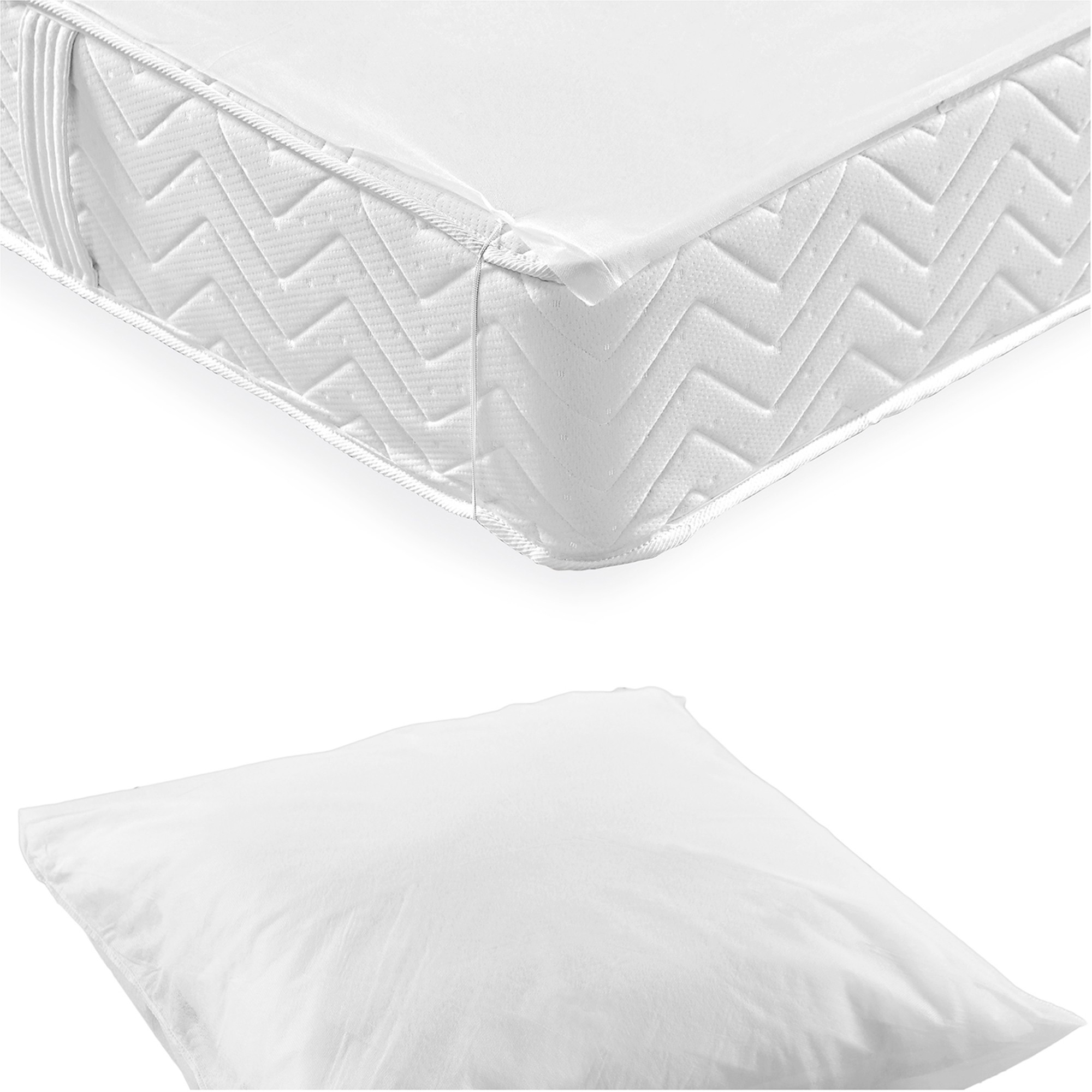 Kit Jetable 1 Ou 2 Personnes : Protège-oreillers + Protège-matelas Forme Plateau - Lot De 10 - Blanc