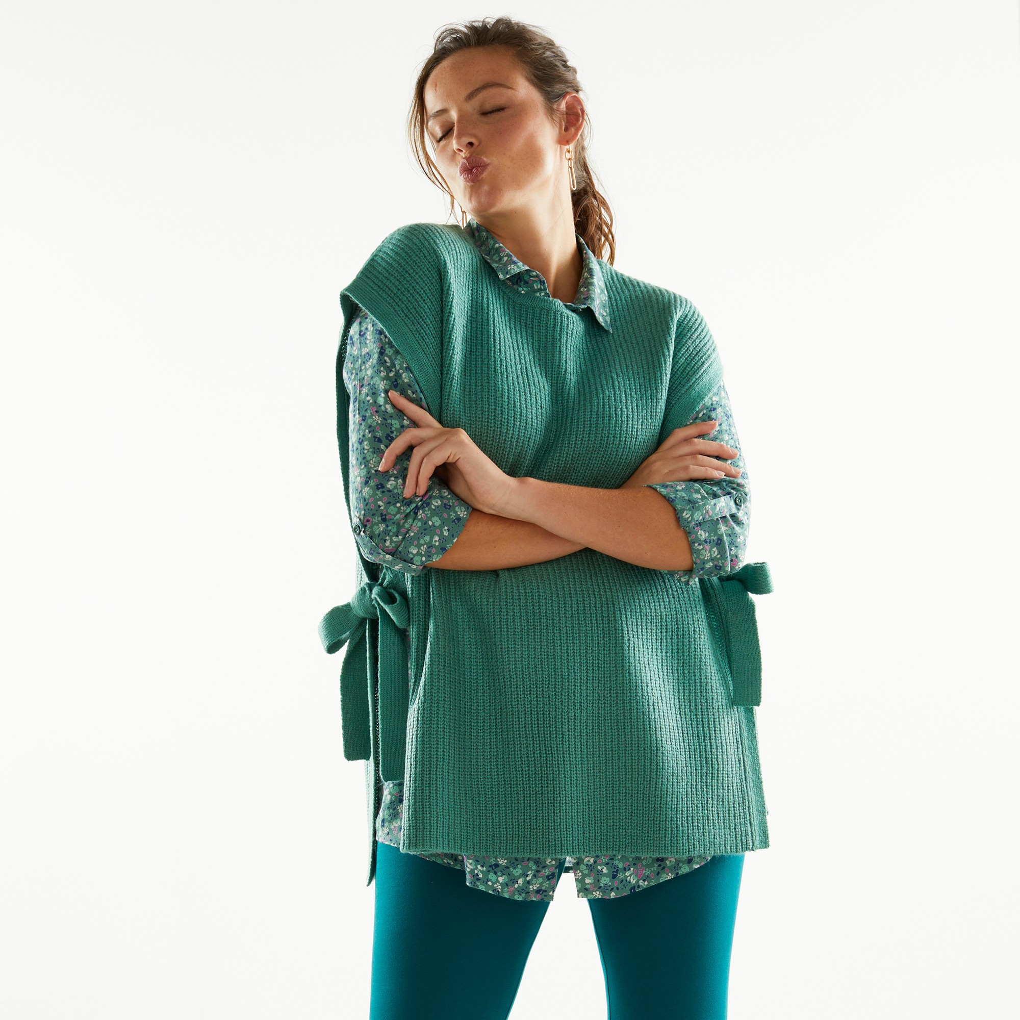 Pull Tunique Sans Manches, Maille Anglaise - Blancheporte