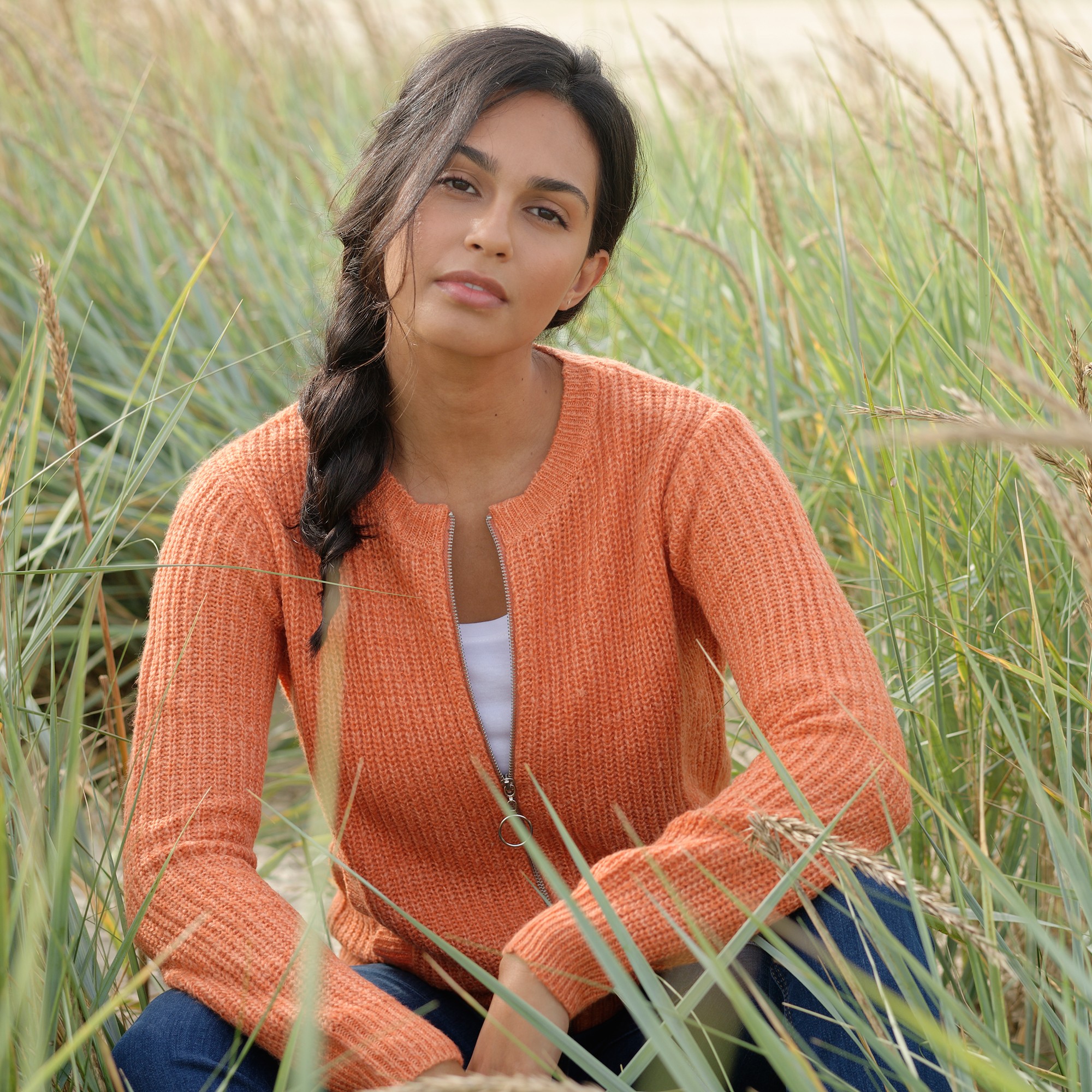 Gilet Zippé Maille Anglaise Toucher Mohair - Blancheporte