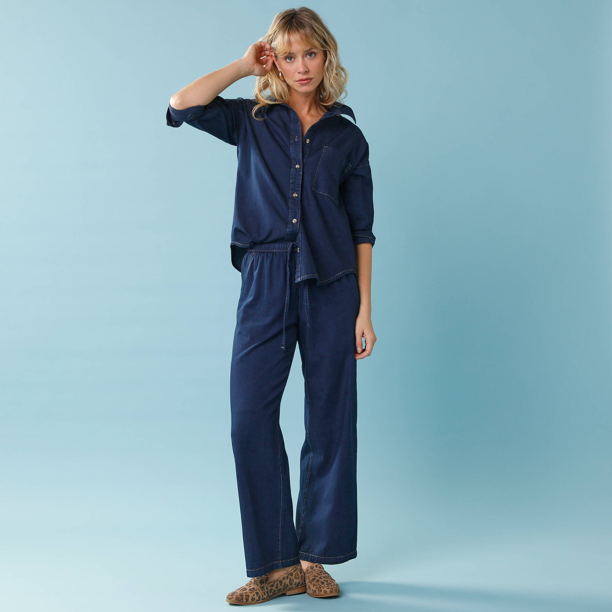 Pantalon large Spcial Petite denim lger - Blancheporte 33$