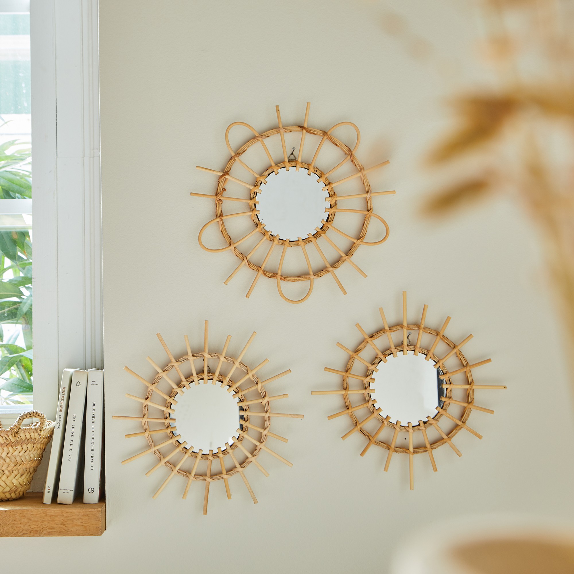 Miroir Rond Rotin - Lot De 3 - Blancheporte