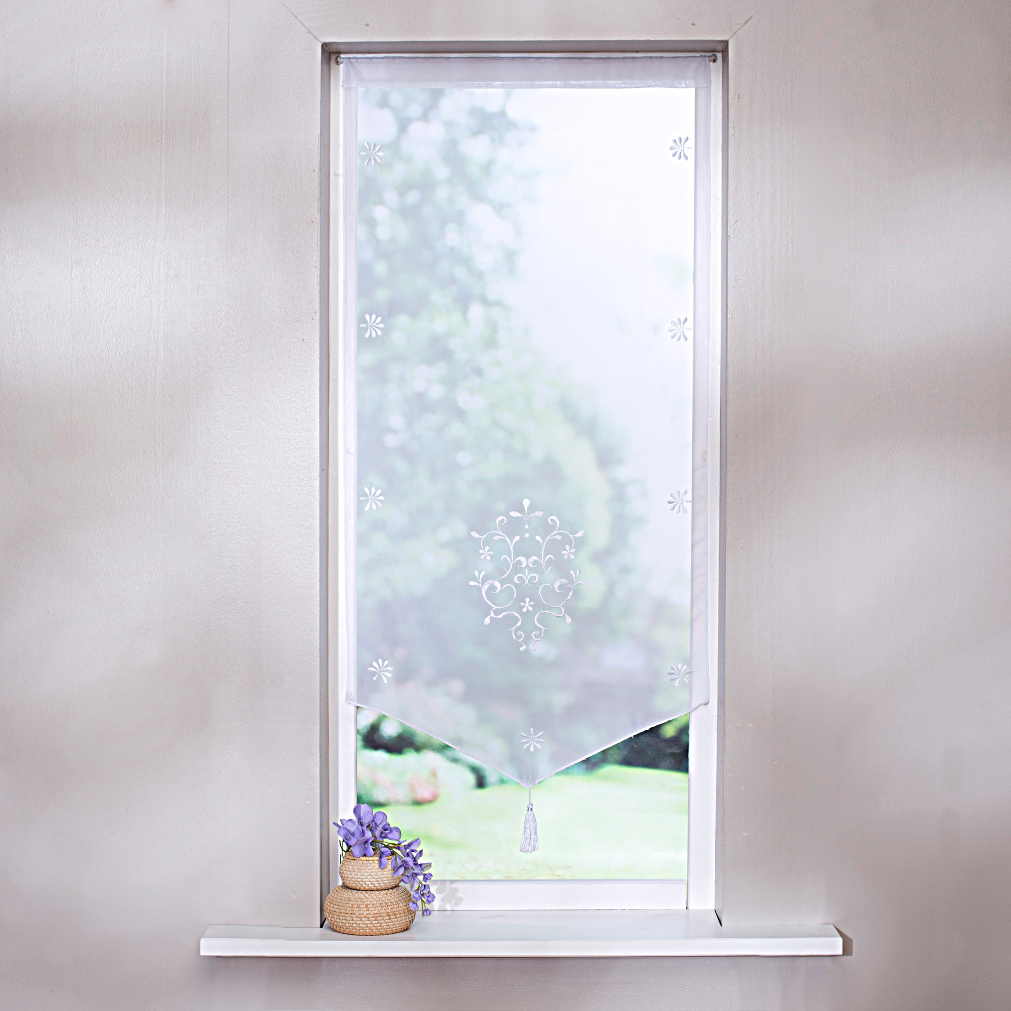 Vitrage Pointe Baroque Brodé Finition Passe-tringle - Blancheporte