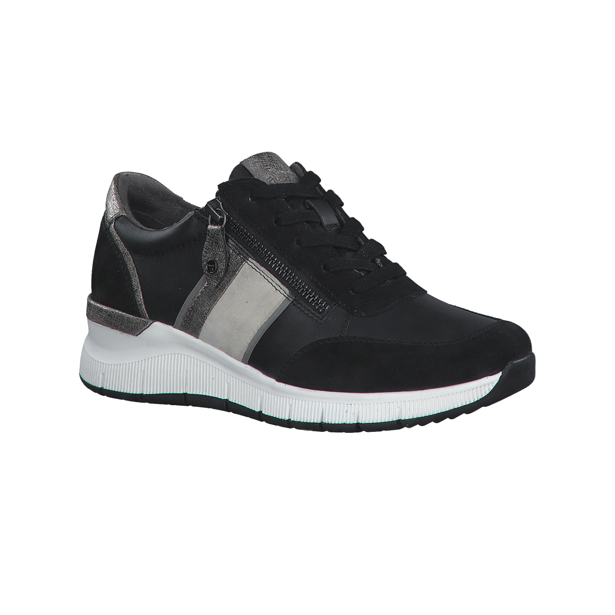 Sneakers dessus cuir - largeur confort - 41 - Noir - Tamaris