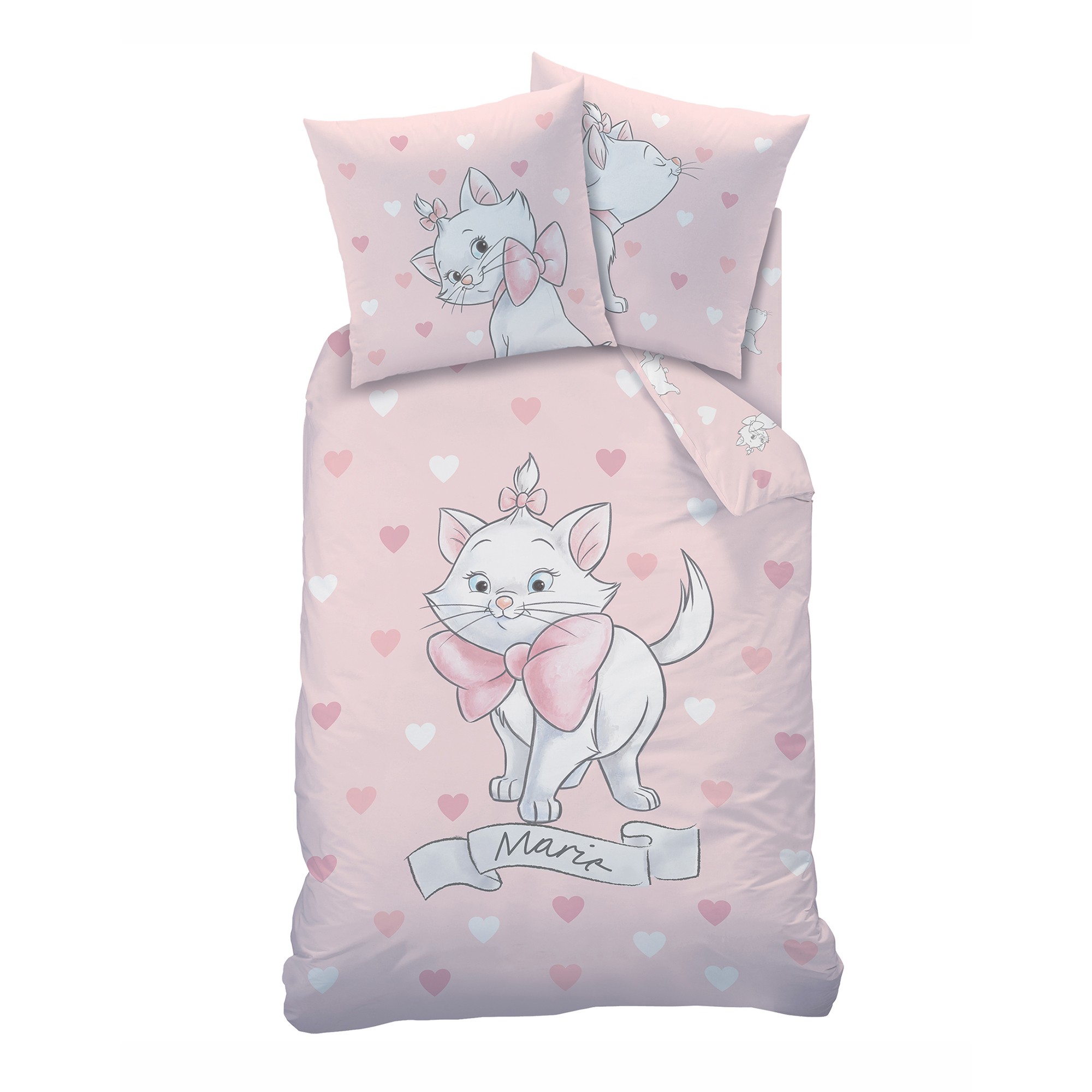 Parure de lit Les Aristochats® - coton - Drap-housse 1 Personneonne : 90x190cm - Rose - Aristochats