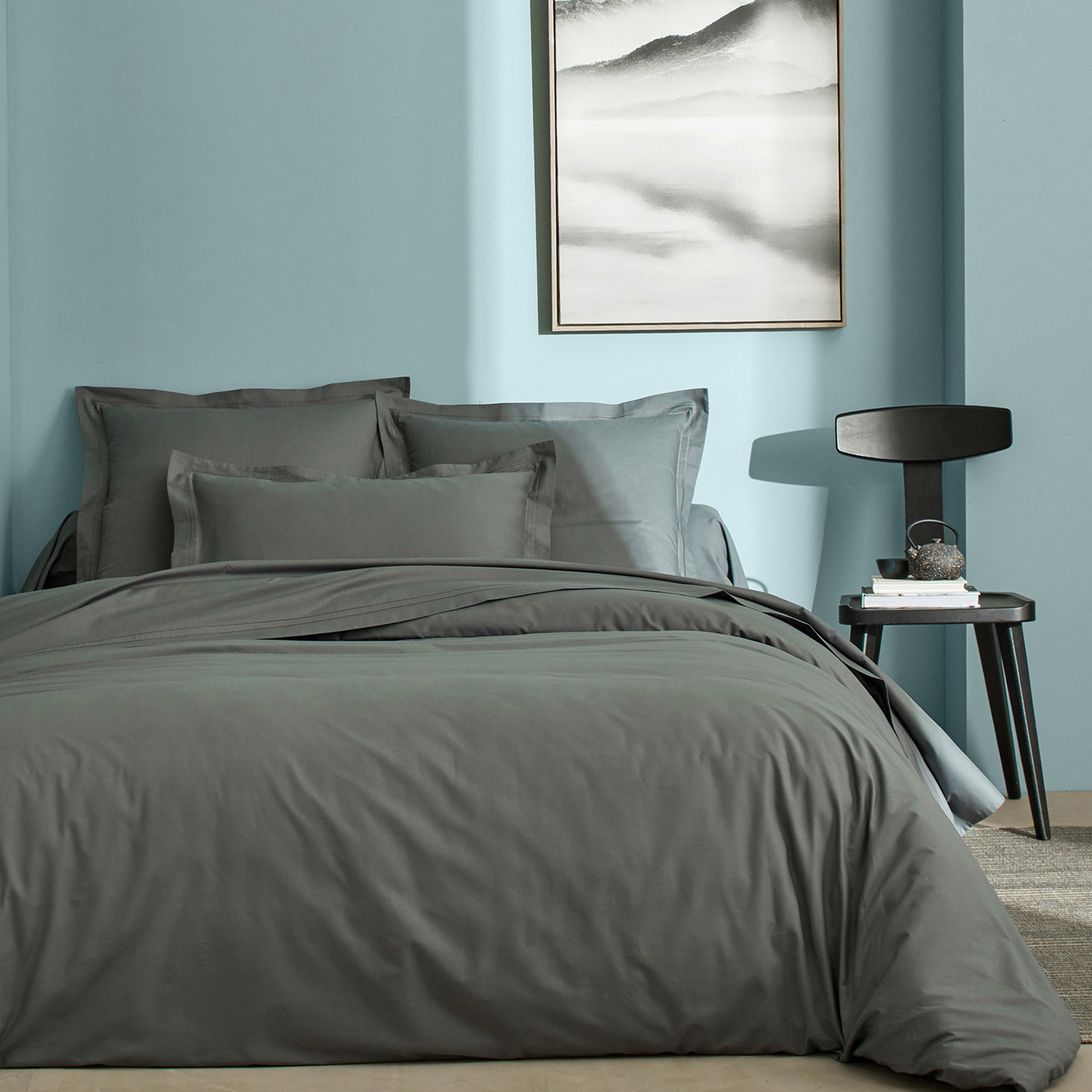 Linge de lit uni percale - Taie De Traversin 86x190cm - Gris - Colombine