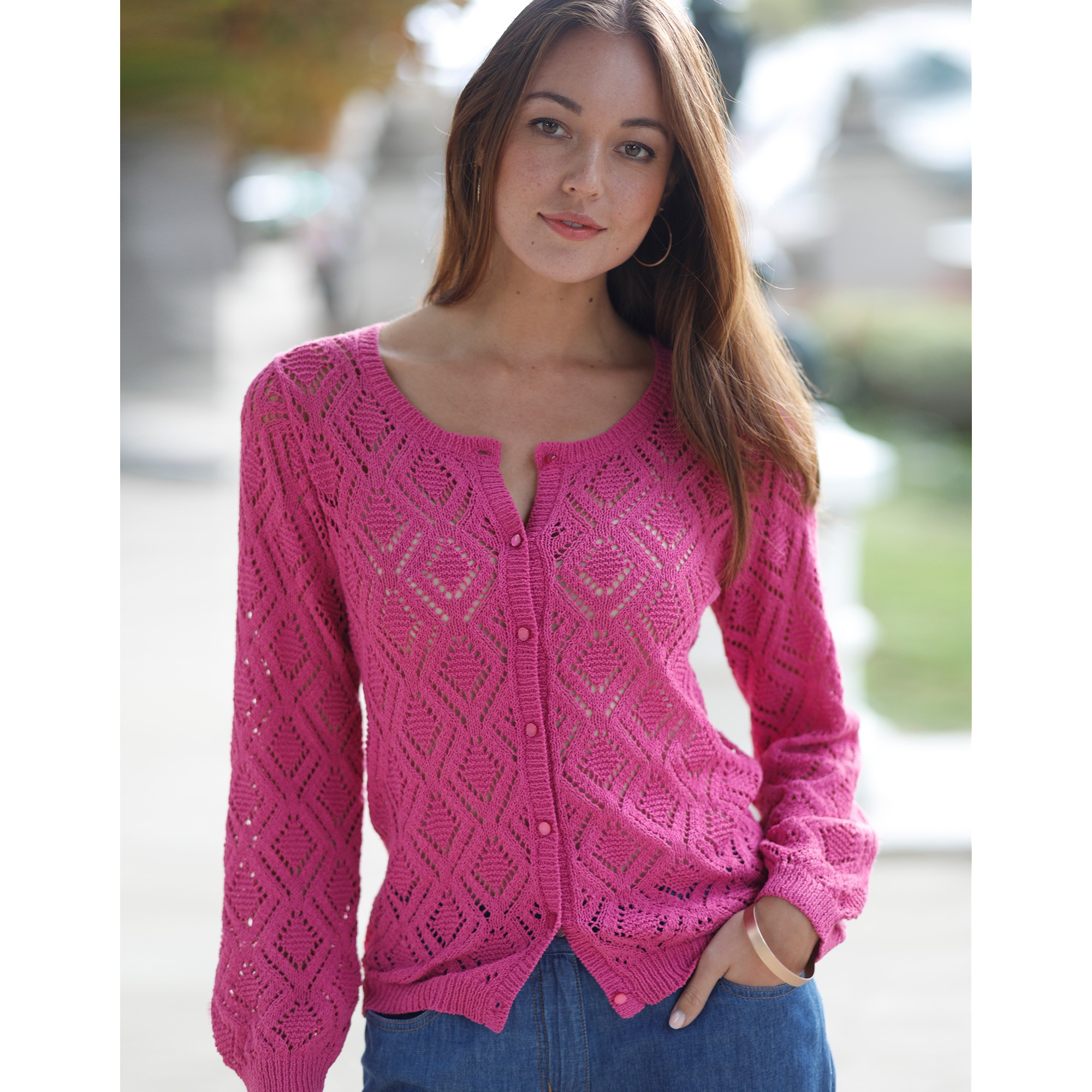 Cardigan Boutonné Maille Fantaisie Ajourée - Blancheporte