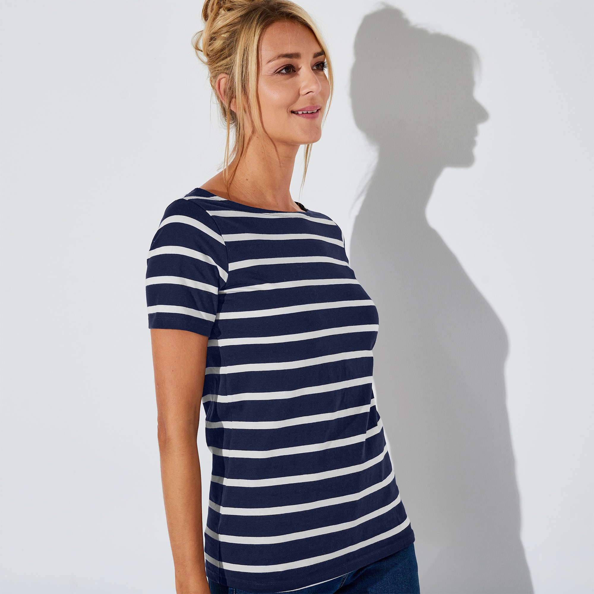 T shirt marini re manches courtes marine blanc Blancheporte