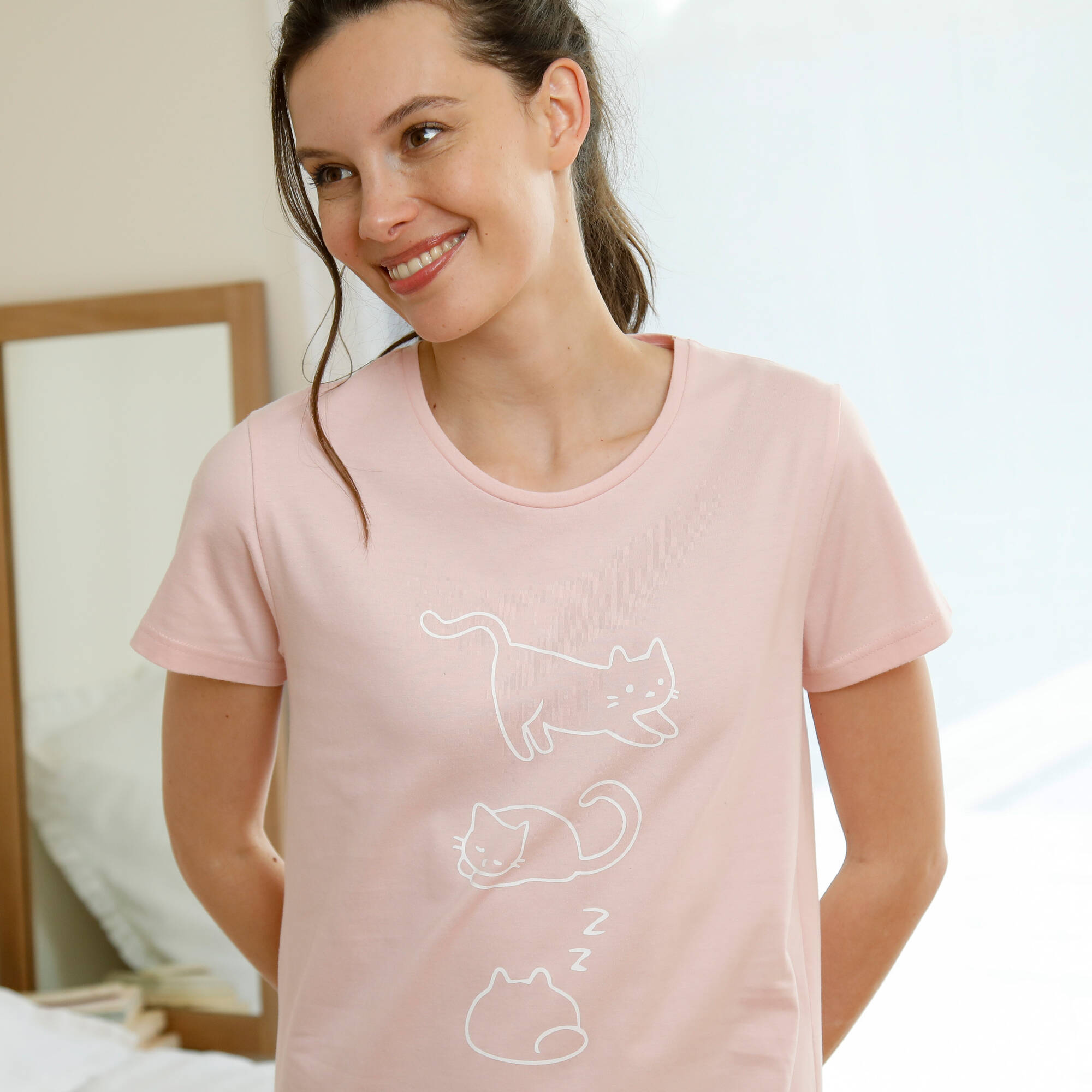 Chemise de nuit courte manches courtes imprim chat - lot de 2 - Blancheporte 26$