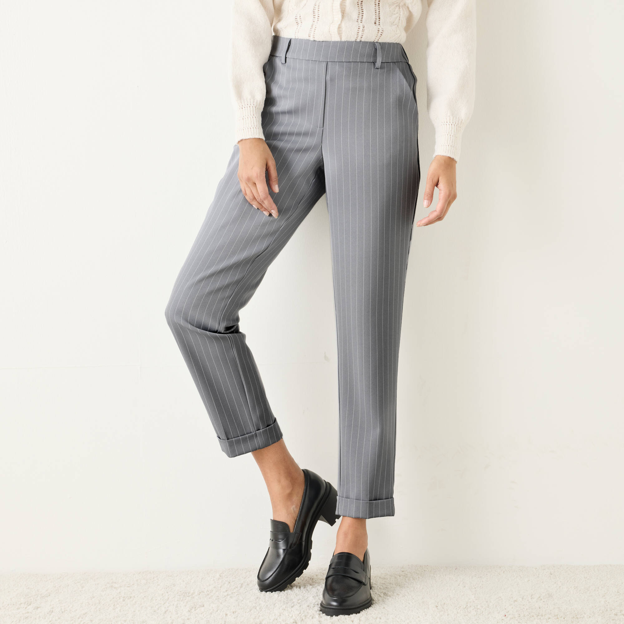 Pantalon 7/8ème fuselé rayé - Blancheporte