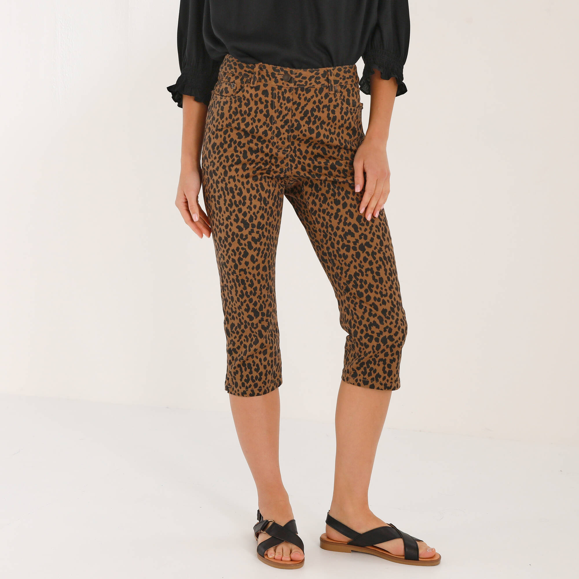 Corsaire fuselé, imprimé léopard  - Blancheporte