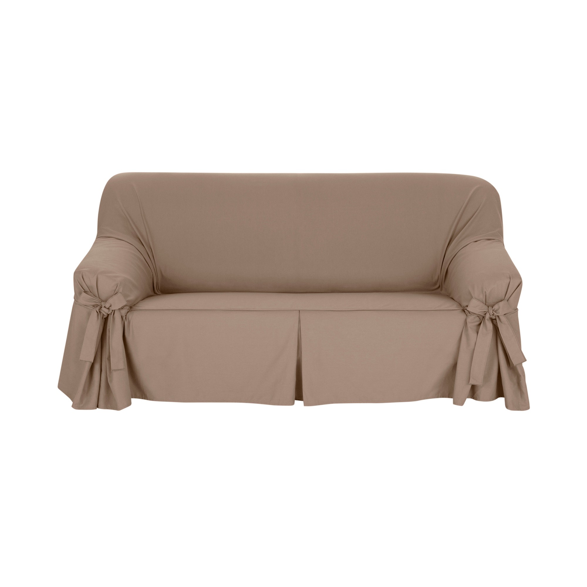 Housse bachette coton uni nouettes fauteuil canapés - Housse Canapé 3 Places - Taupe - Colombine