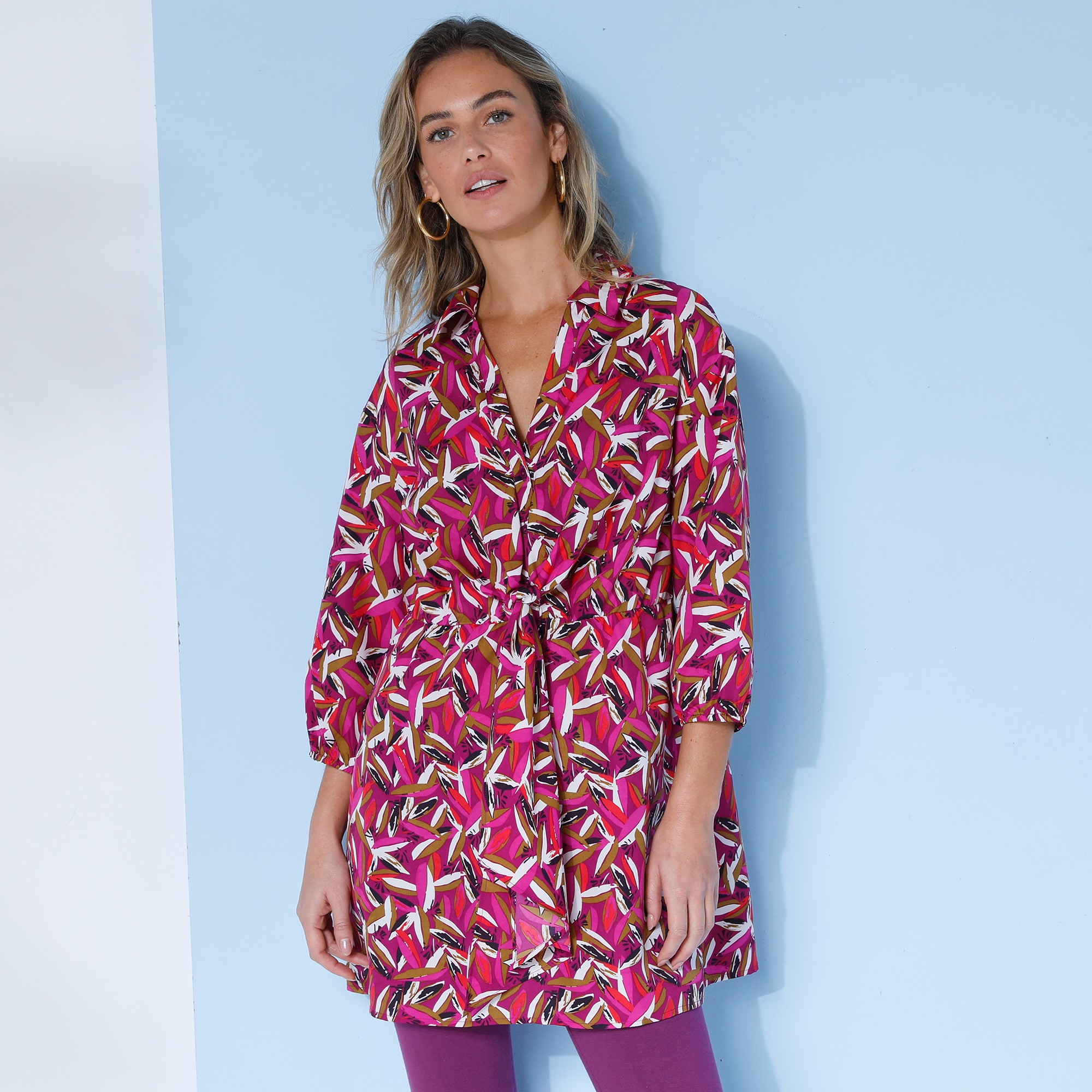 Tunique Boutonnée Imprimée À Nouer - Blancheporte