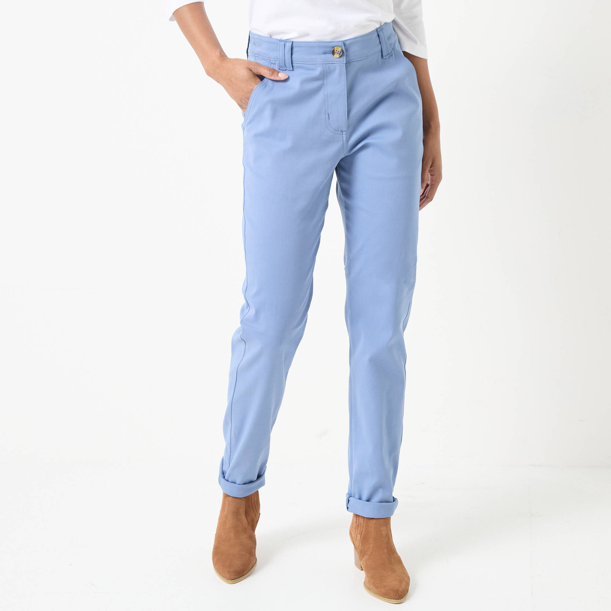 Pantalon chino stretch, gris bleuté Blancheporte