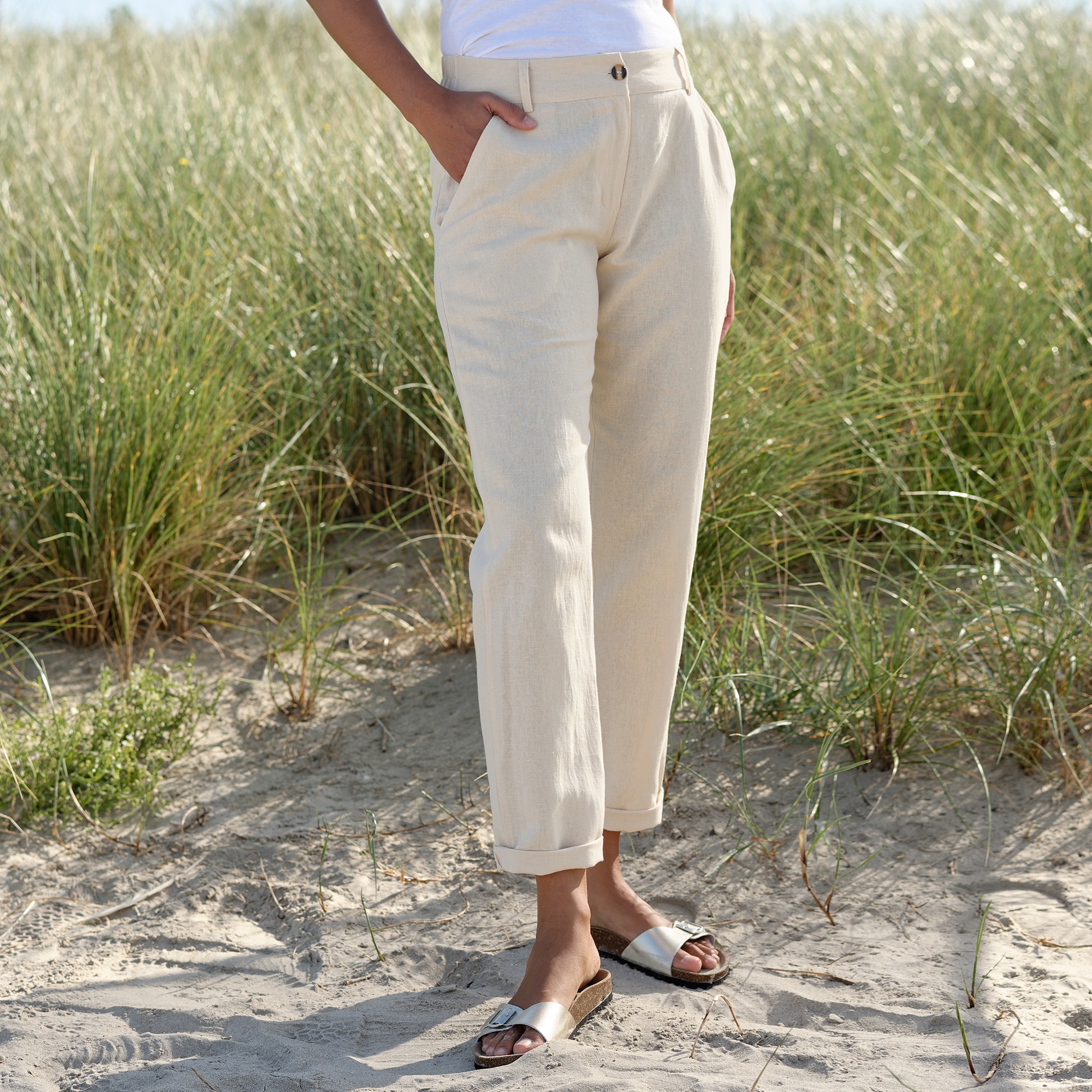 Pantalon Chino, Lin Coton - Blancheporte