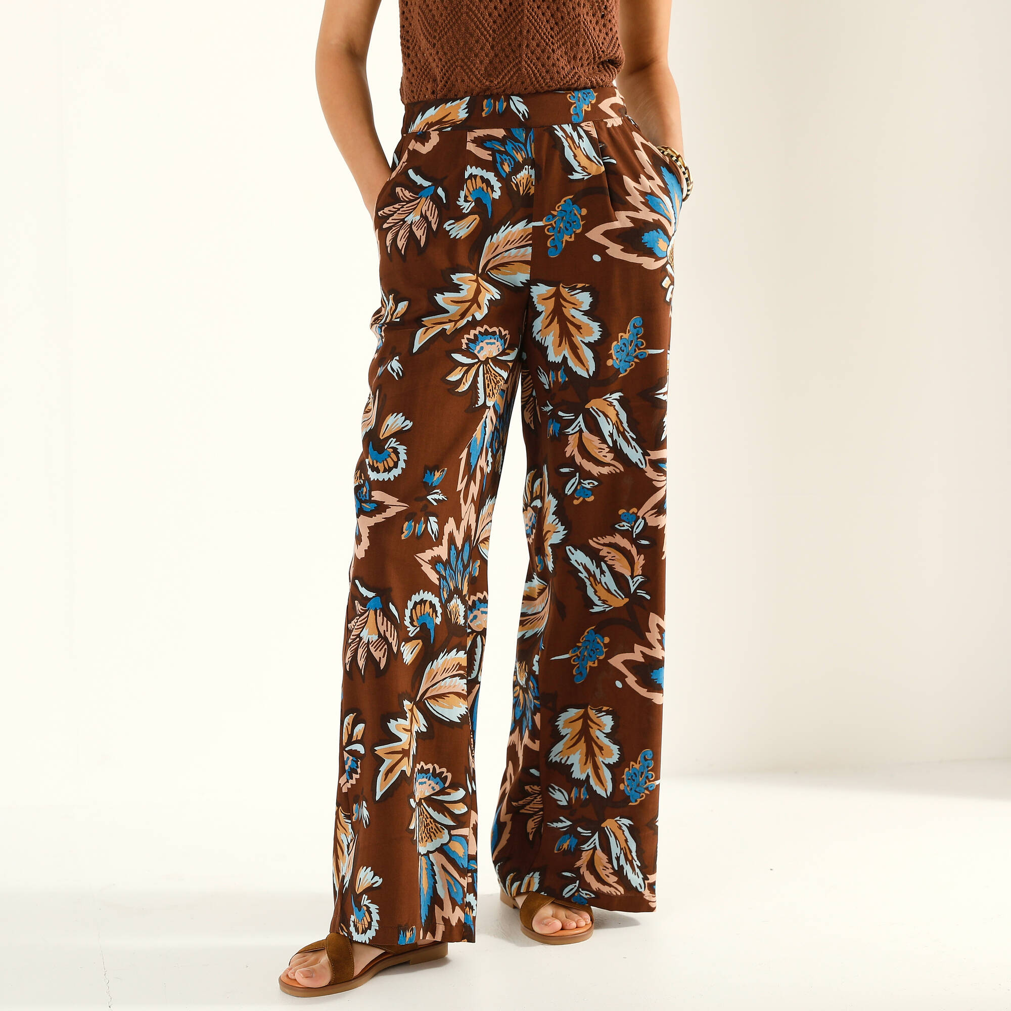Pantalon large fluide, imprimé XXL - Blancheporte