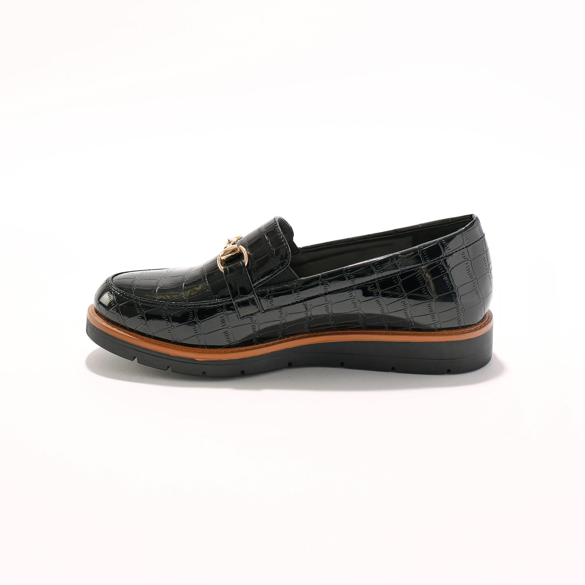 Mocassins mors semelle compense - effet croco verni - Blancheporte 60 €