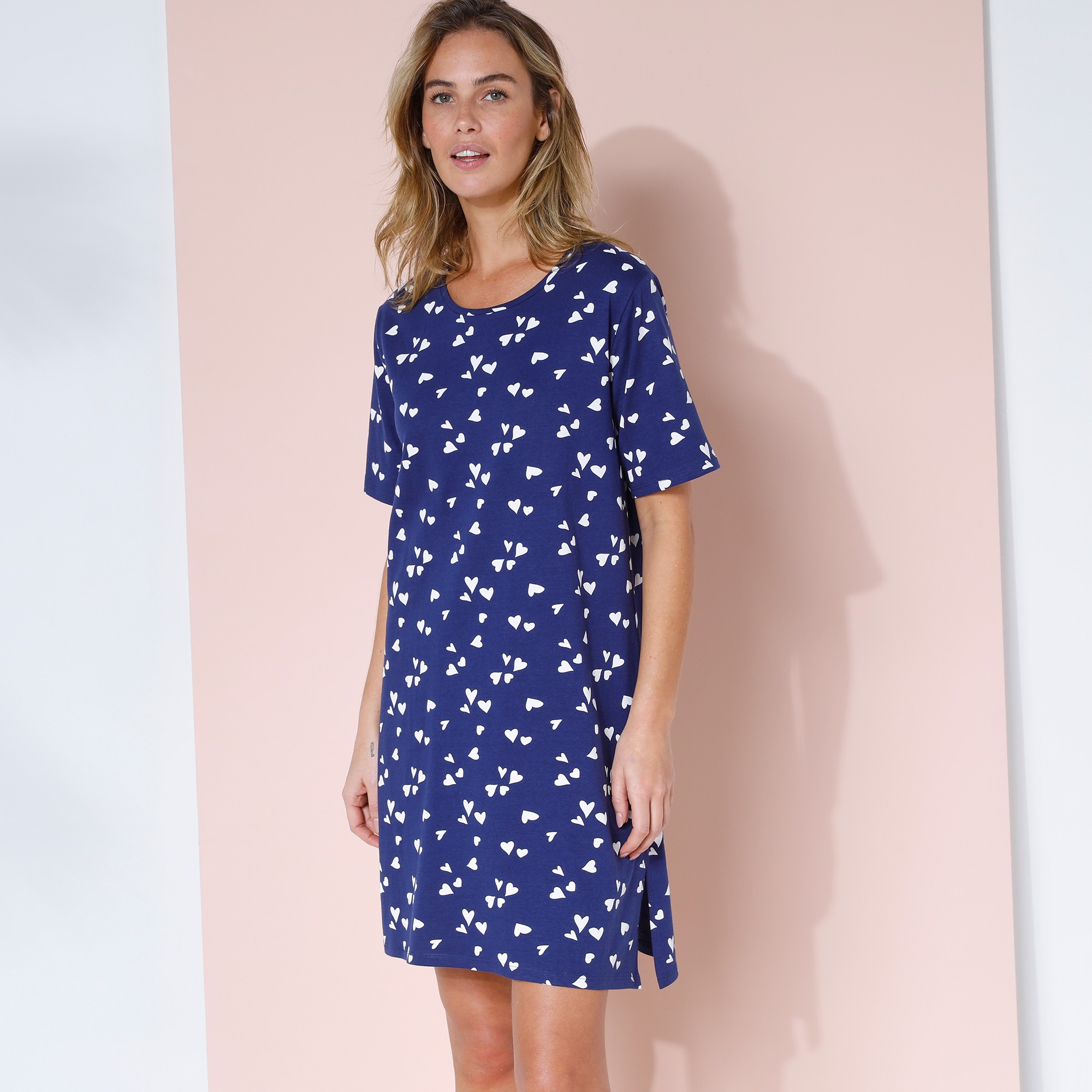 Chemise De Nuit Courte Imprimée coeurs - Blancheporte