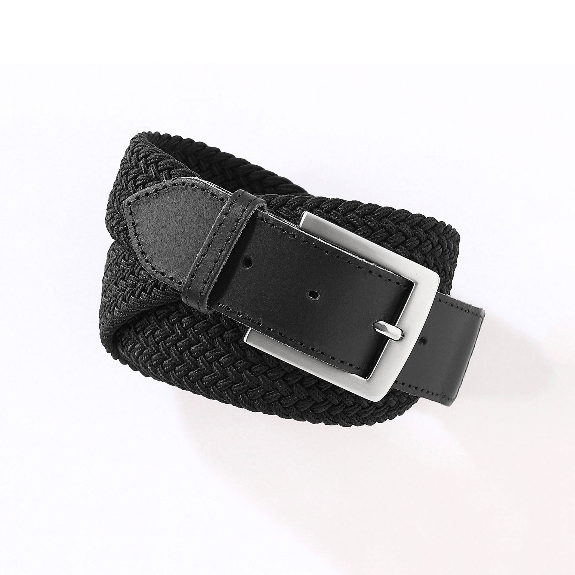 Ceinture tressee extensible finitions cuir