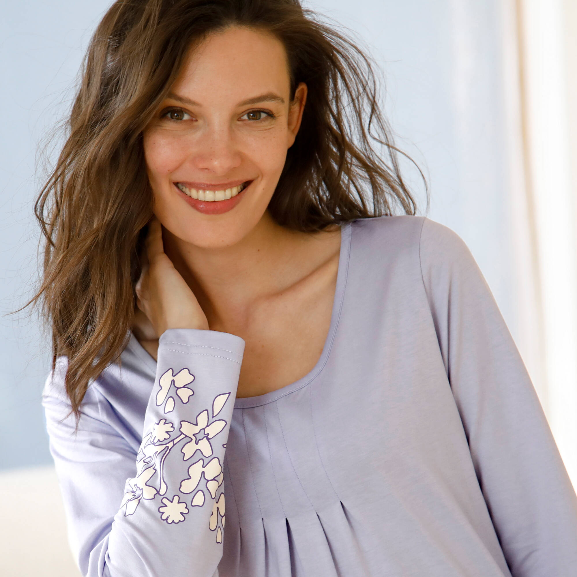 Chemise de nuit imprime fleurie manches longues - Blancheporte 23$