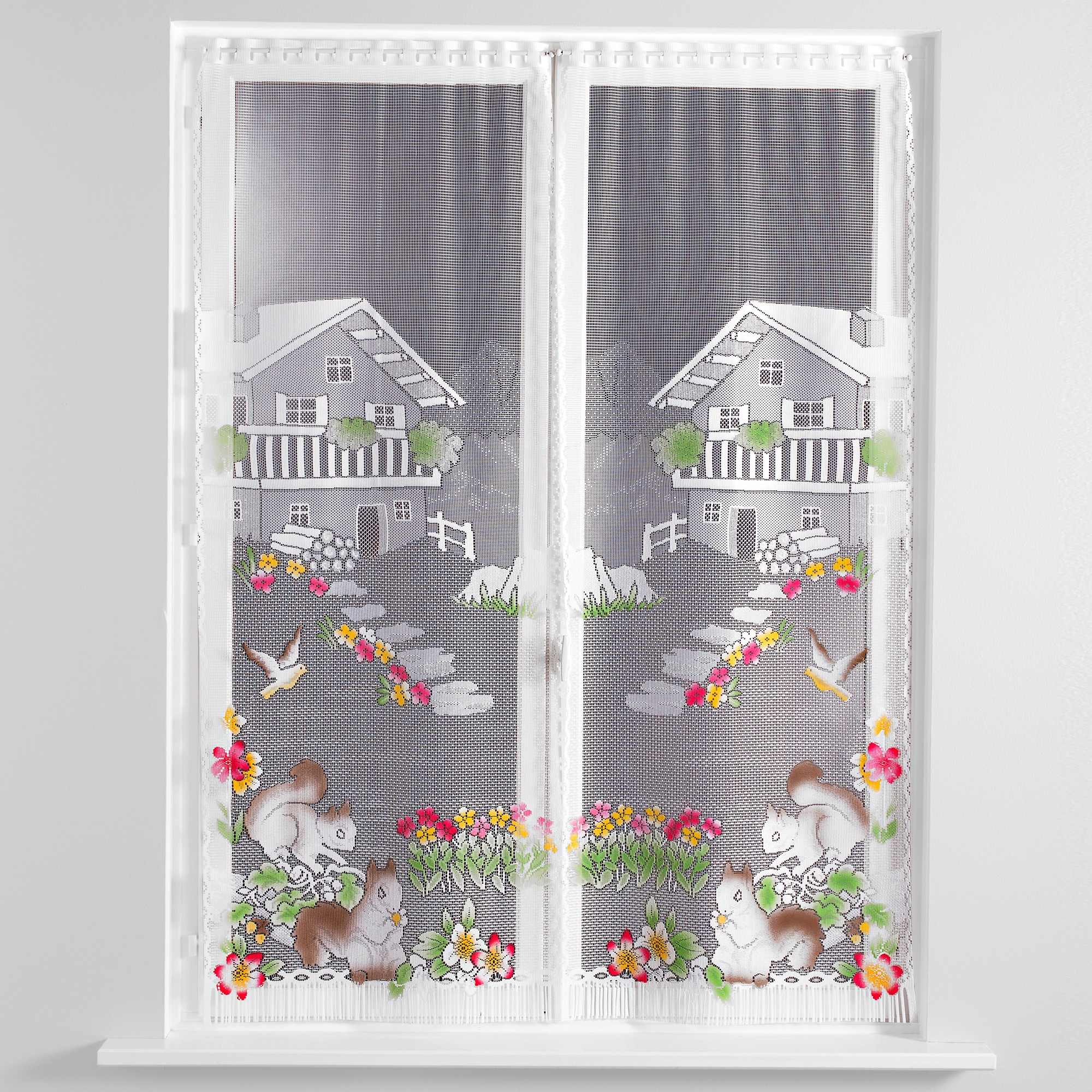 Vitrage Droit Motif Écureuils - Paire - Blancheporte