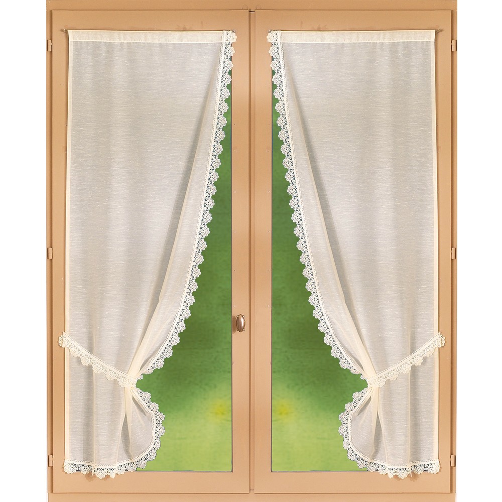 Rideau Macramé Finition Passe-tringle Embrasse Assortie - La Paire - Colombine