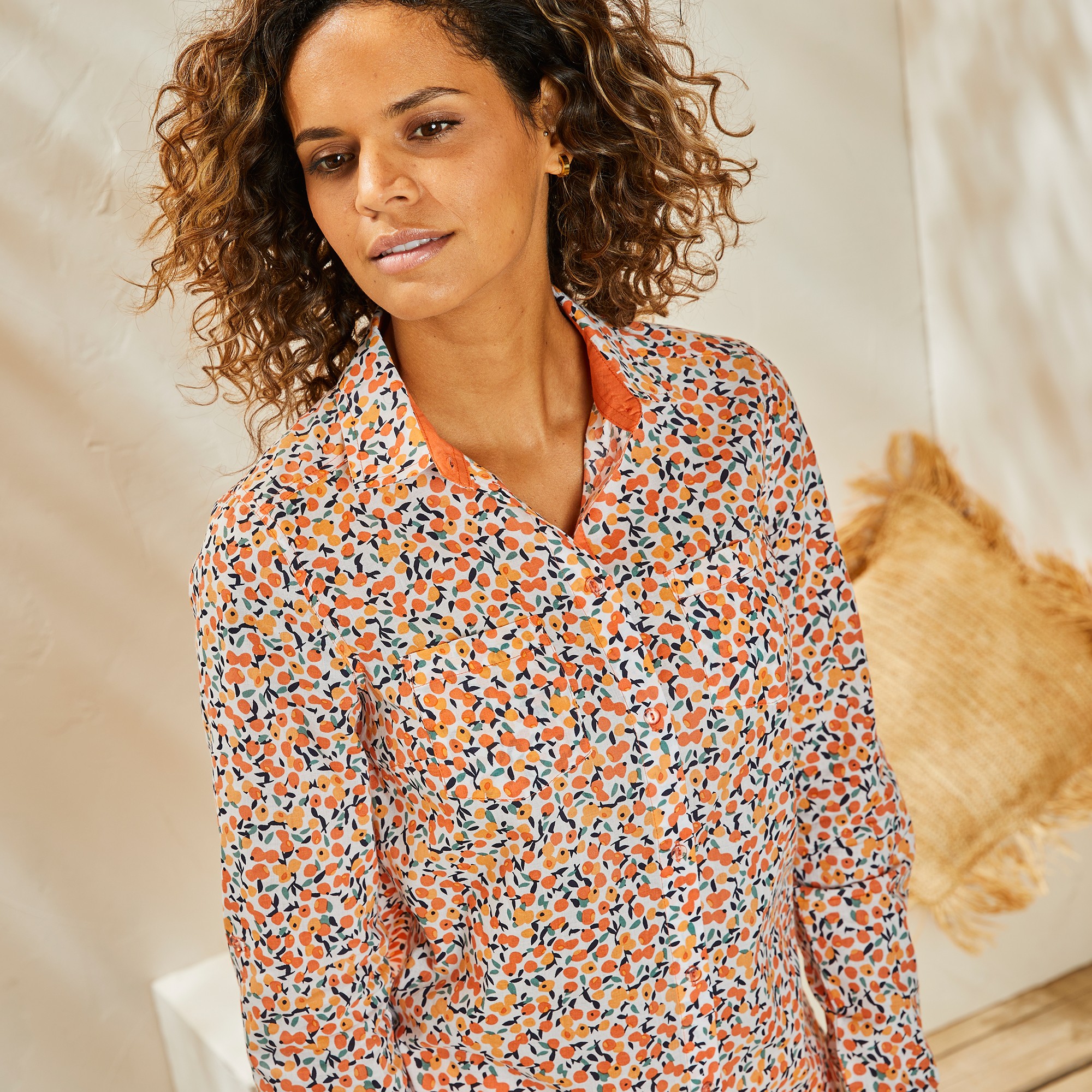 Chemise Imprimé Fleuri, Coton - Blancheporte