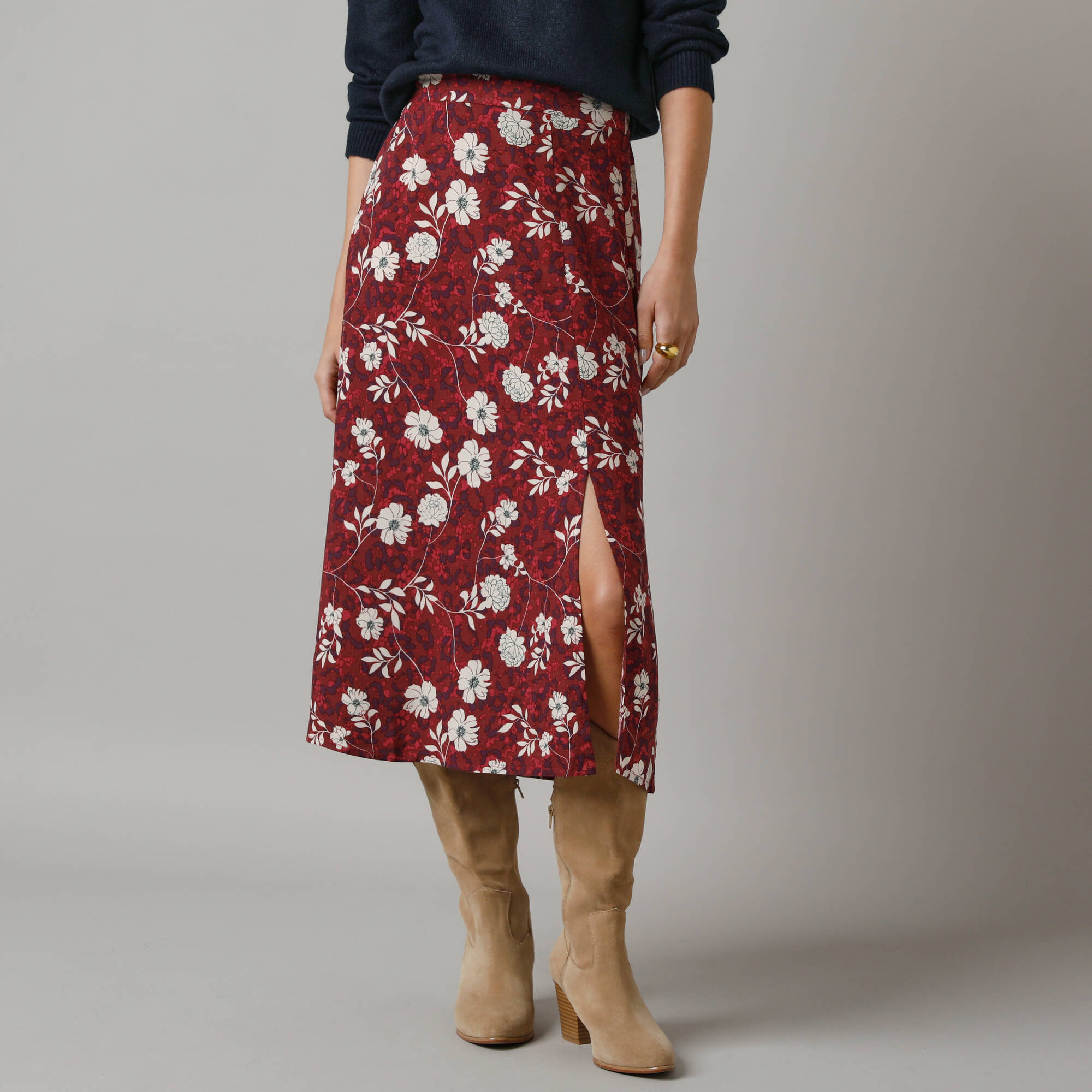 Jupe Longue Avec Fente, Imprimé Floral - Blancheporte