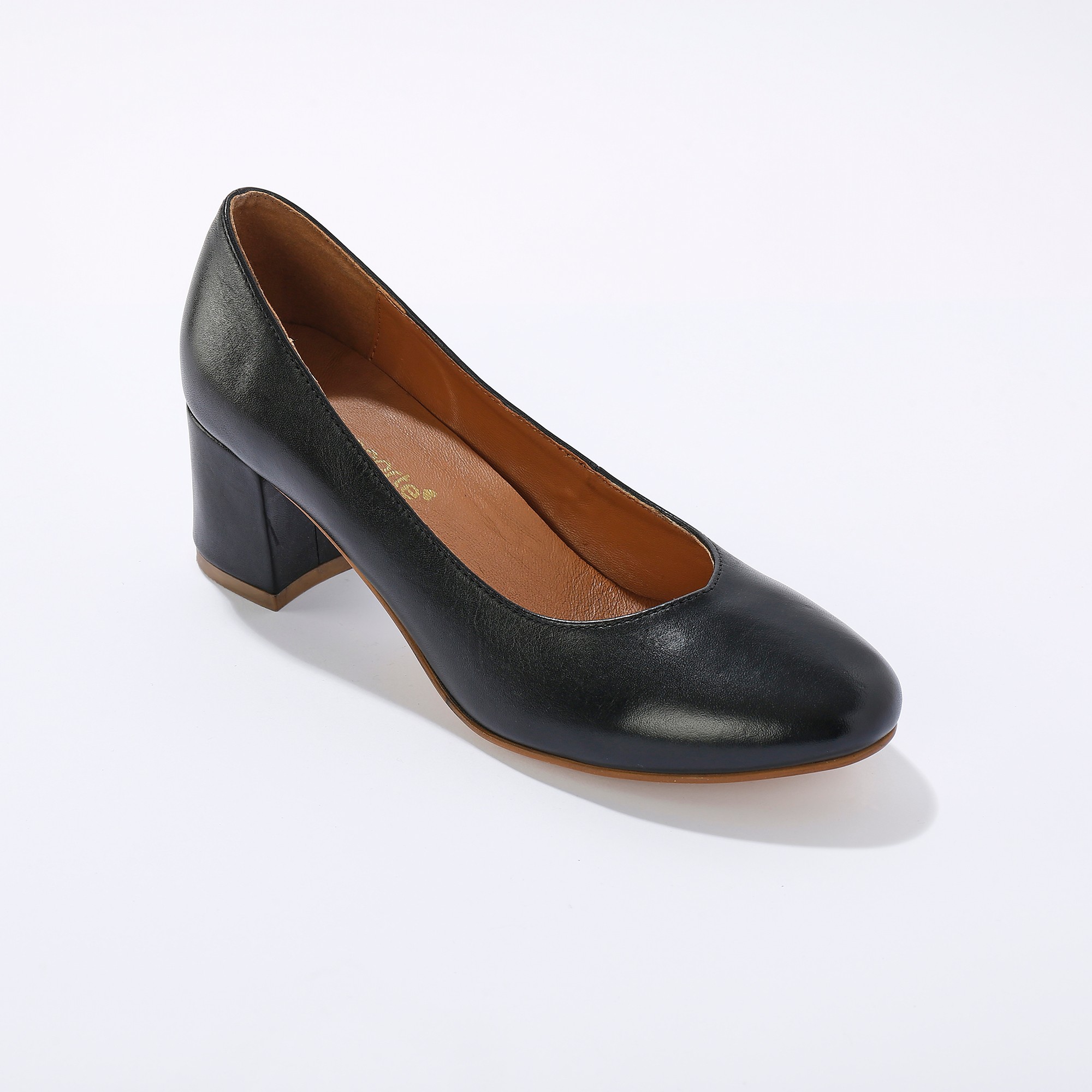 Escarpins Bout Arrondi En Cuir Lisse - Blancheporte