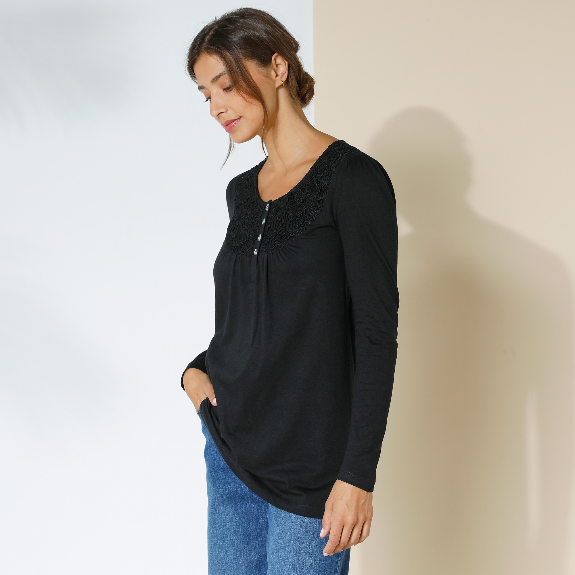 Tunique Macramé Manches Longues - Blancheporte