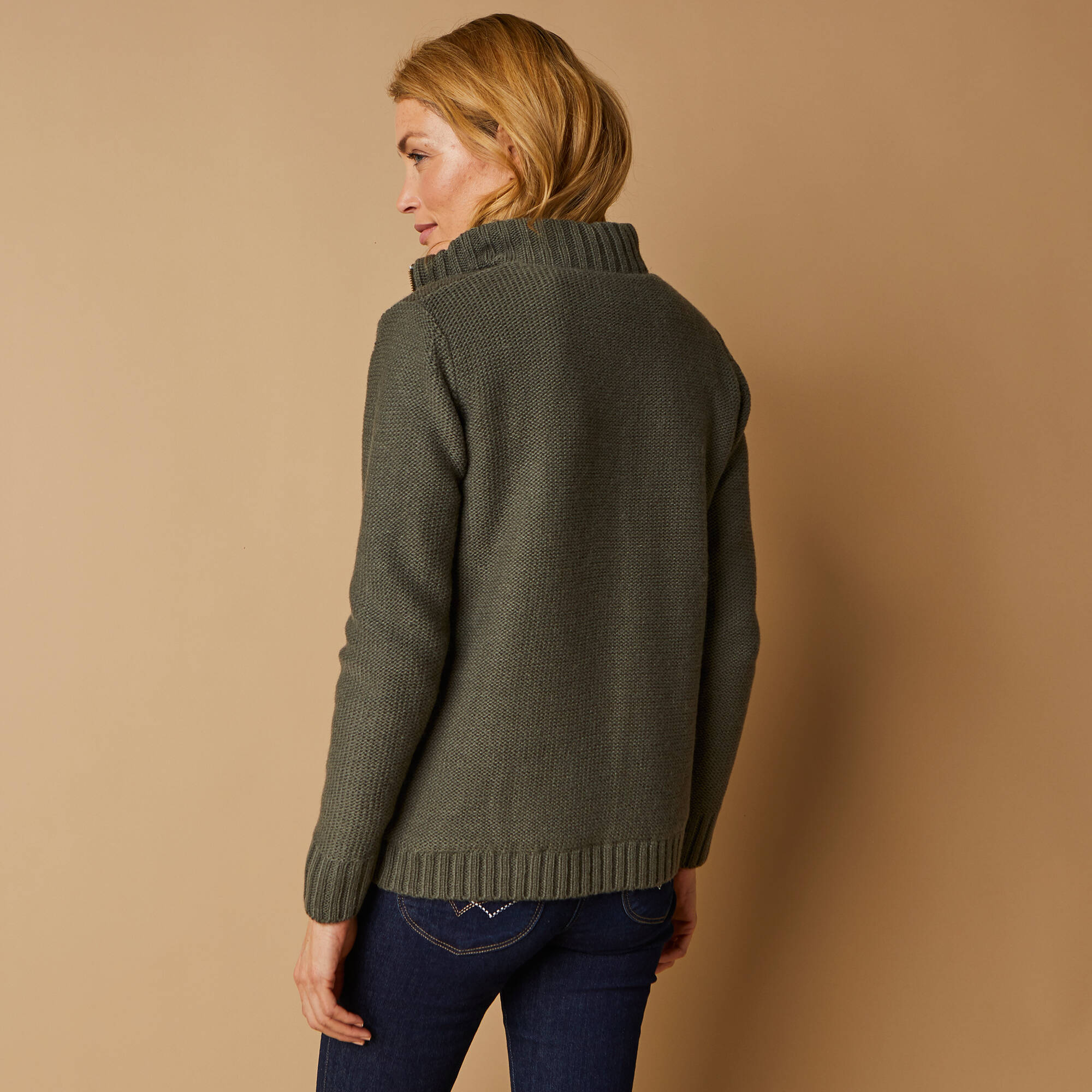 Gilet zippé 30% laine fourré ''maille peluche'' - Blancheporte
