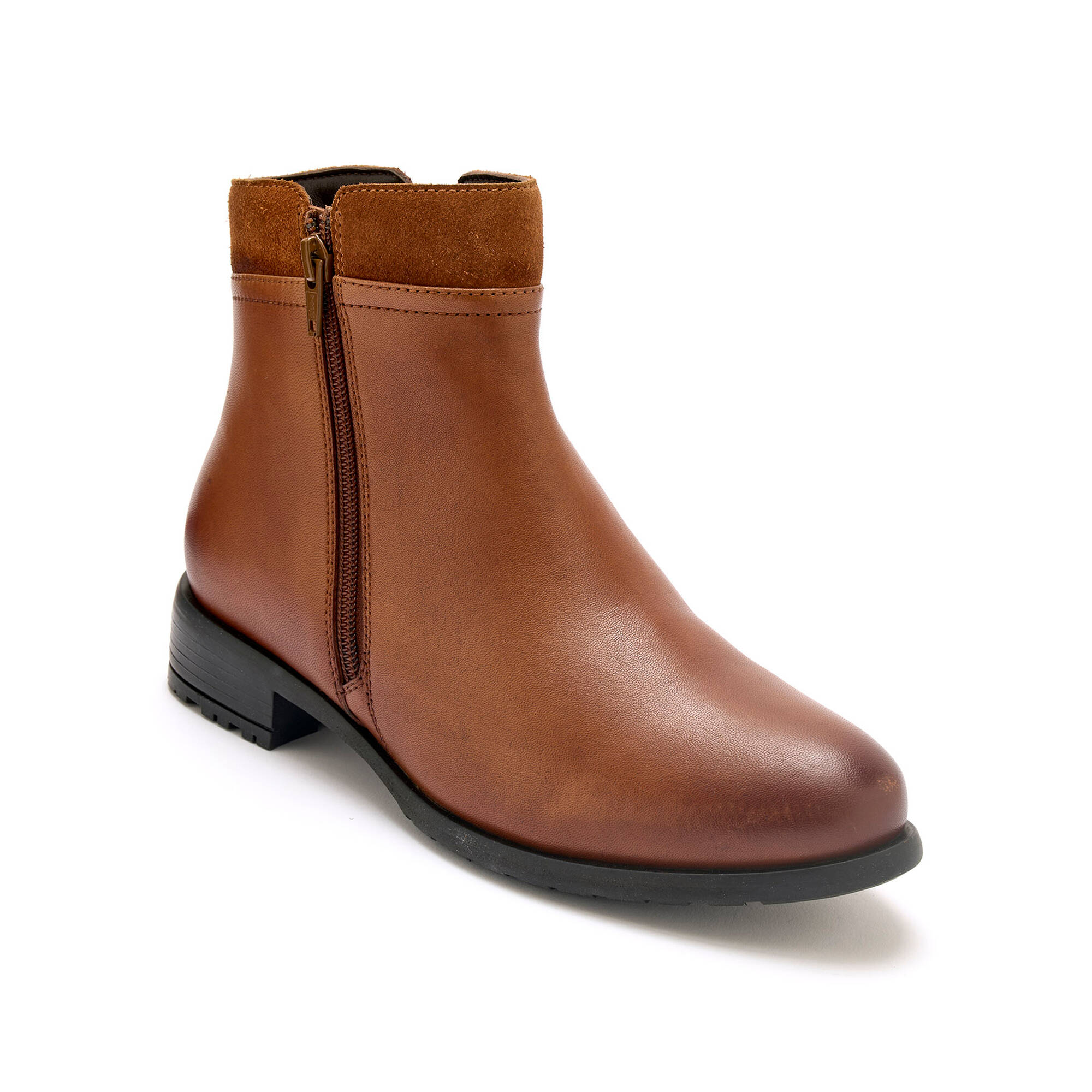 Boots zippées en cuir largeur confort - Blancheporte