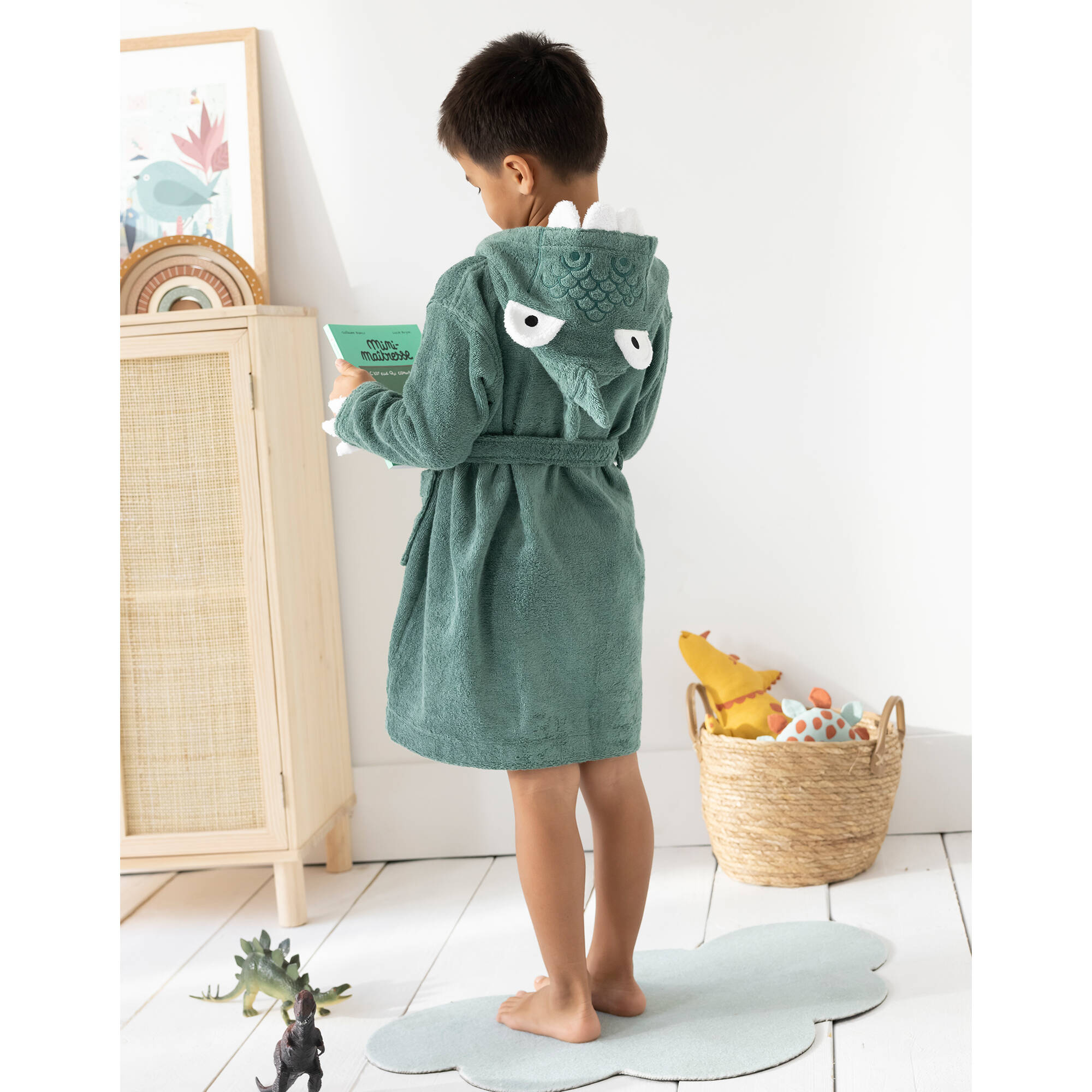 Peignoir de bain enfant à capuche dinosaure personnalisable 340g