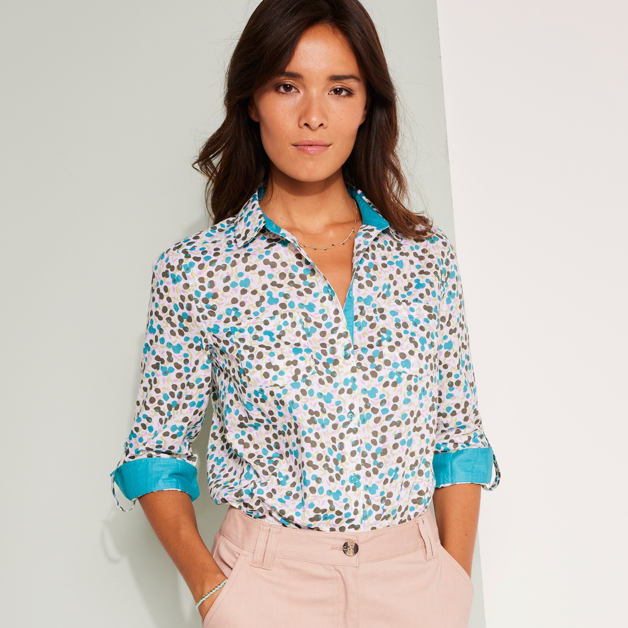 Chemise Imprimé Fleuri, Coton - Blancheporte