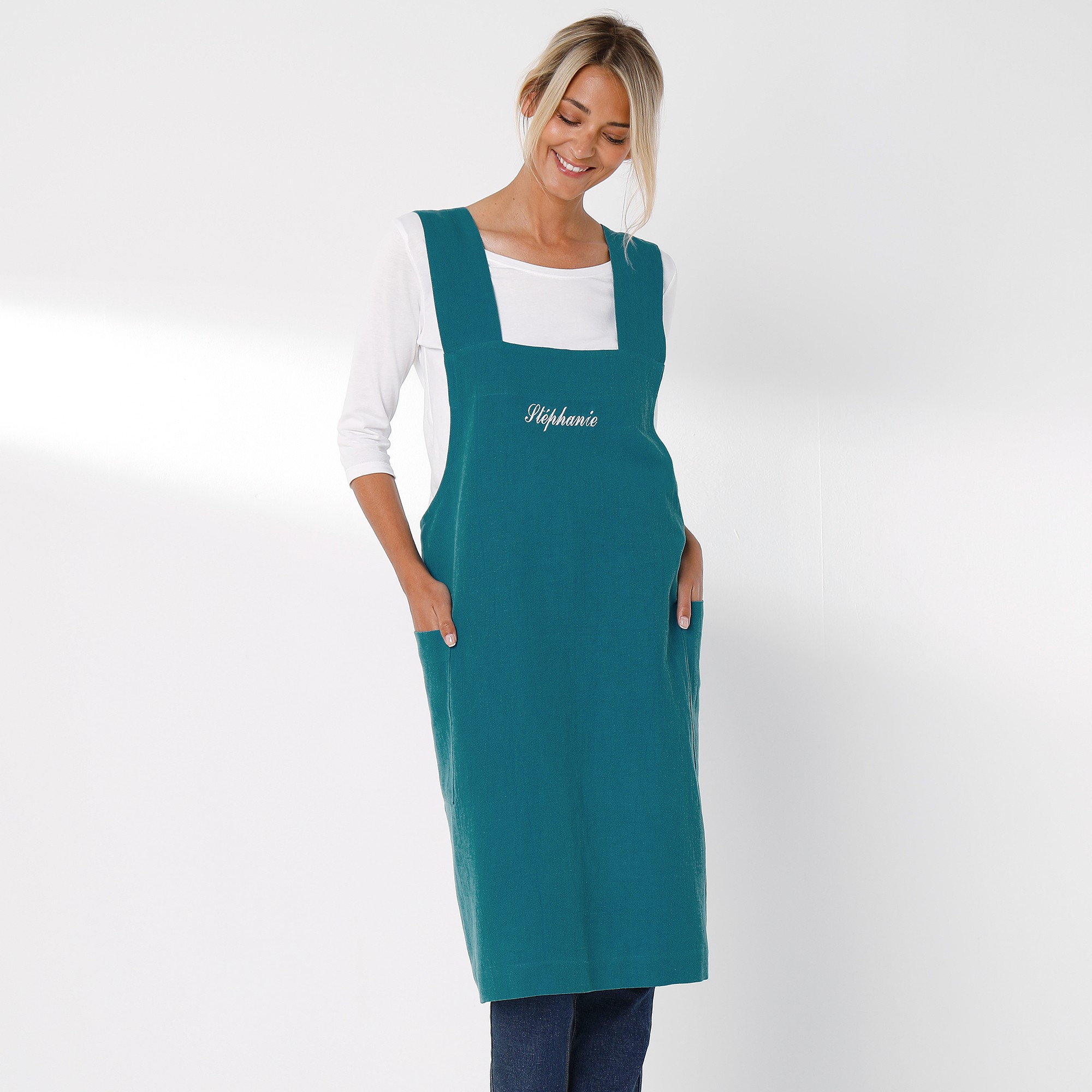 Tablier De Cuisine Japonais Coton Et Lin Uni Personnalisable - Blancheporte