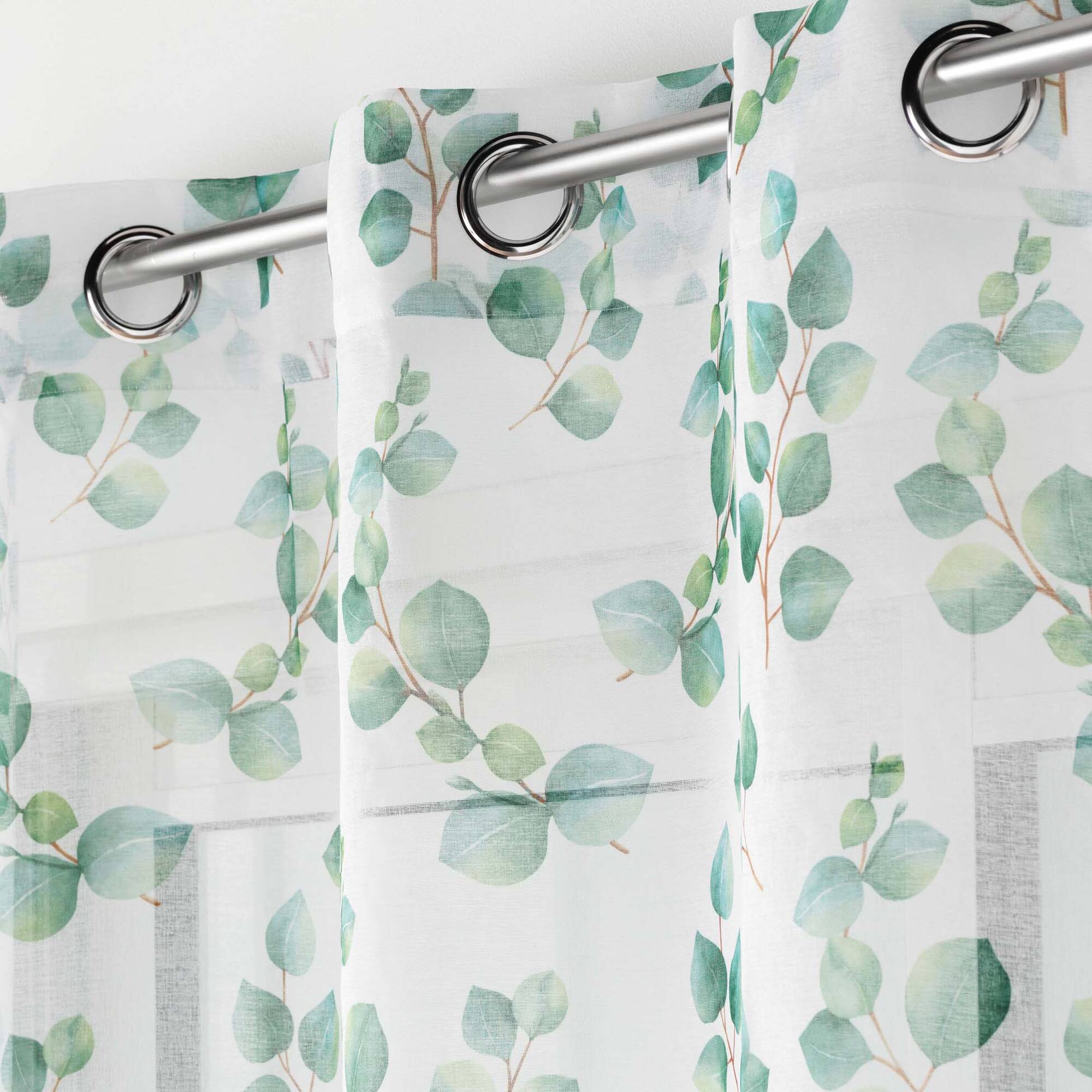 Voilage imprimé feuillage coloré - finition oeillets - Blancheporte