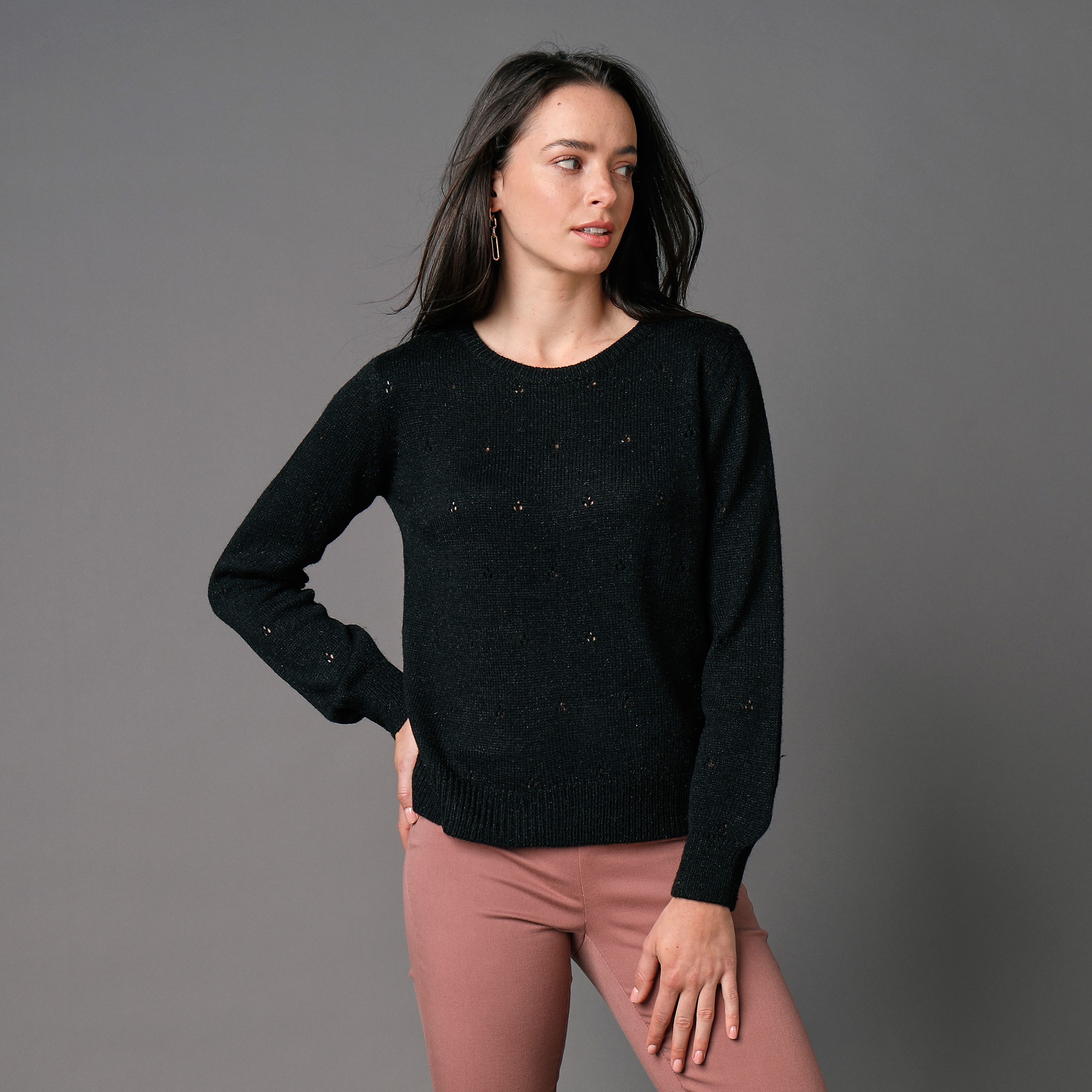 Pull Col Rond, Maille Pointelle Toucher Mohair - Blancheporte