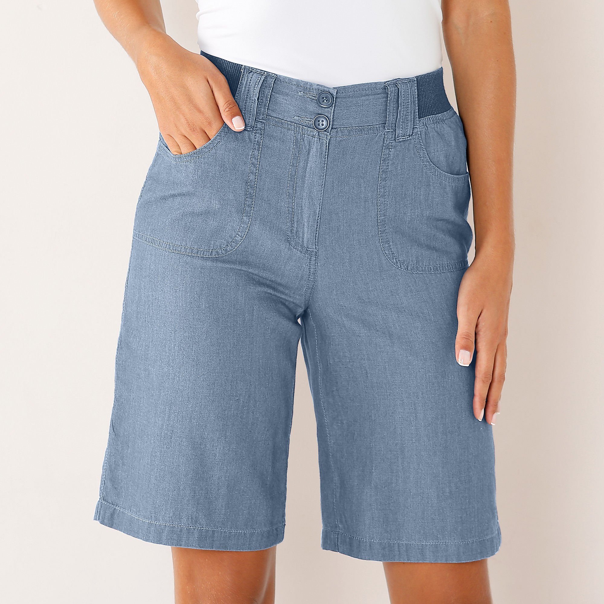 Bermuda Denim Ceinture Maille - Blancheporte