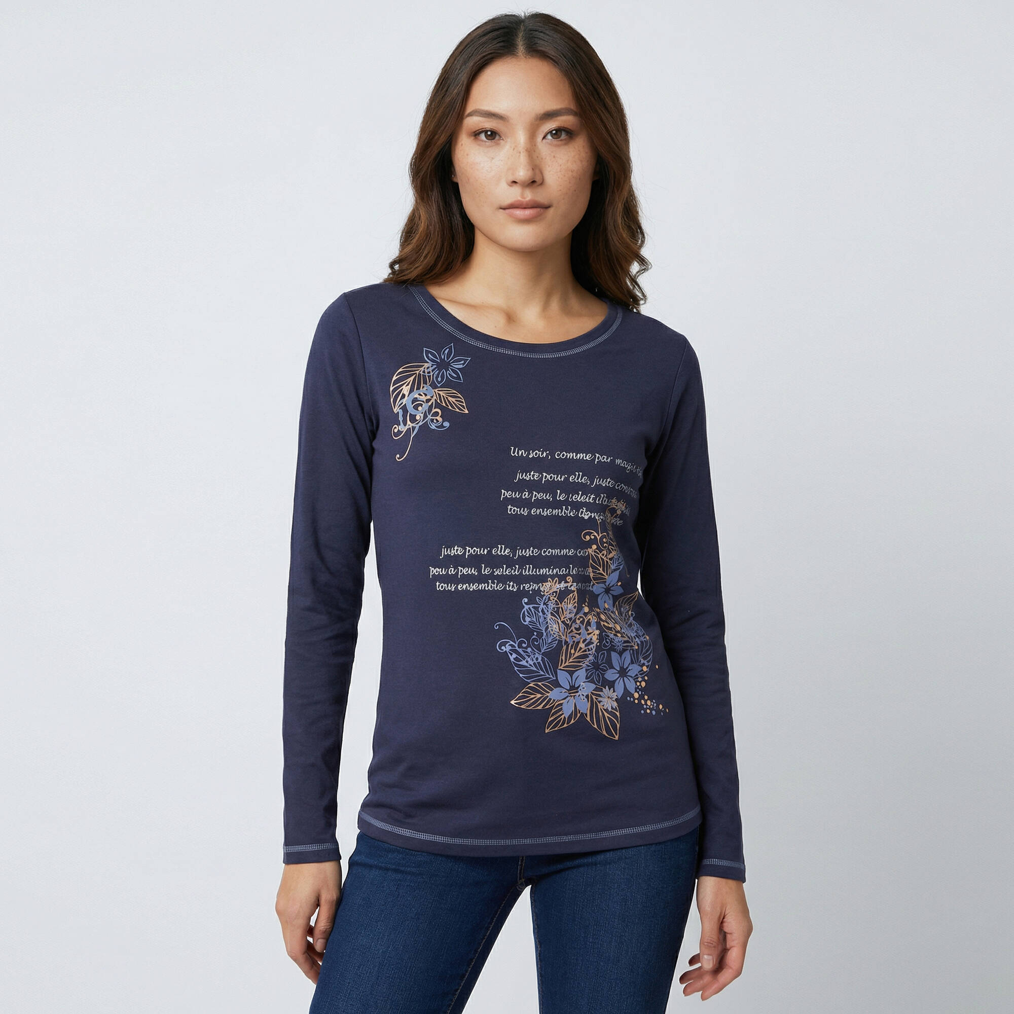 Tee-shirt Manches Longues Imprimé Multicolore - Taille 42/44 - Occasion Très Bon état
