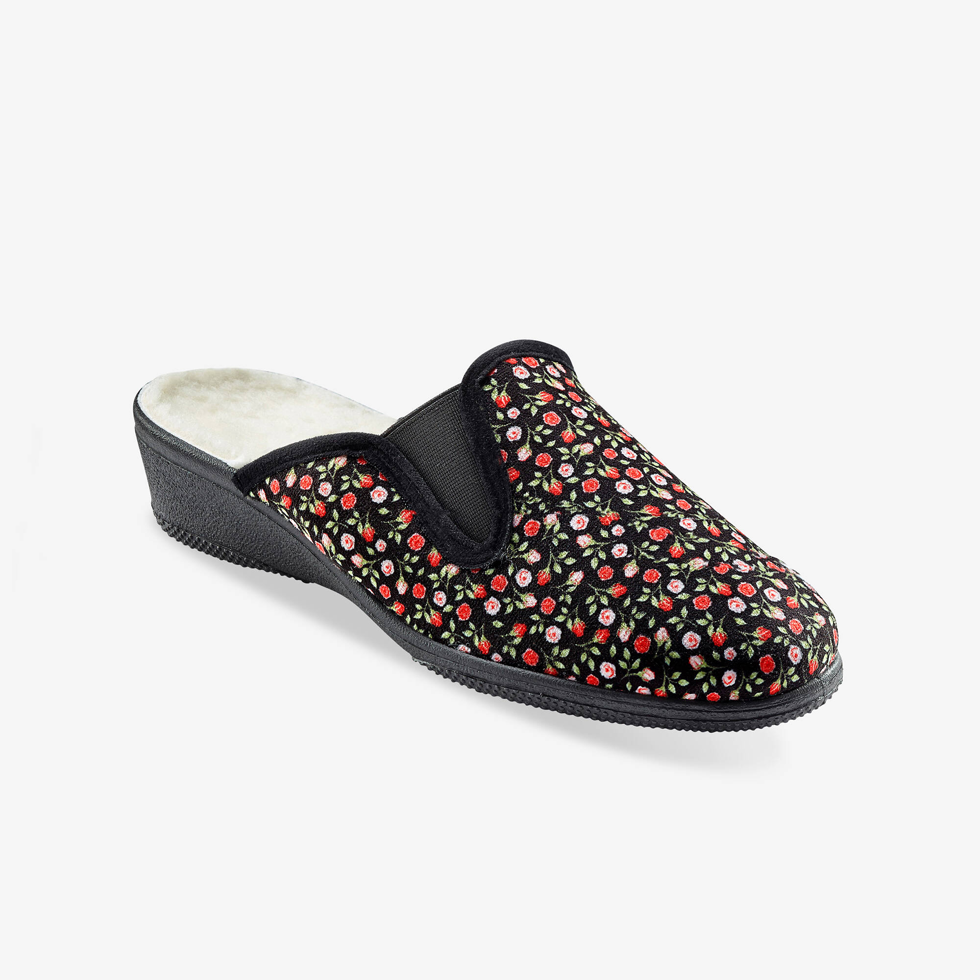 Mules sabot imprimées fleurs - fourrées - Blancheporte