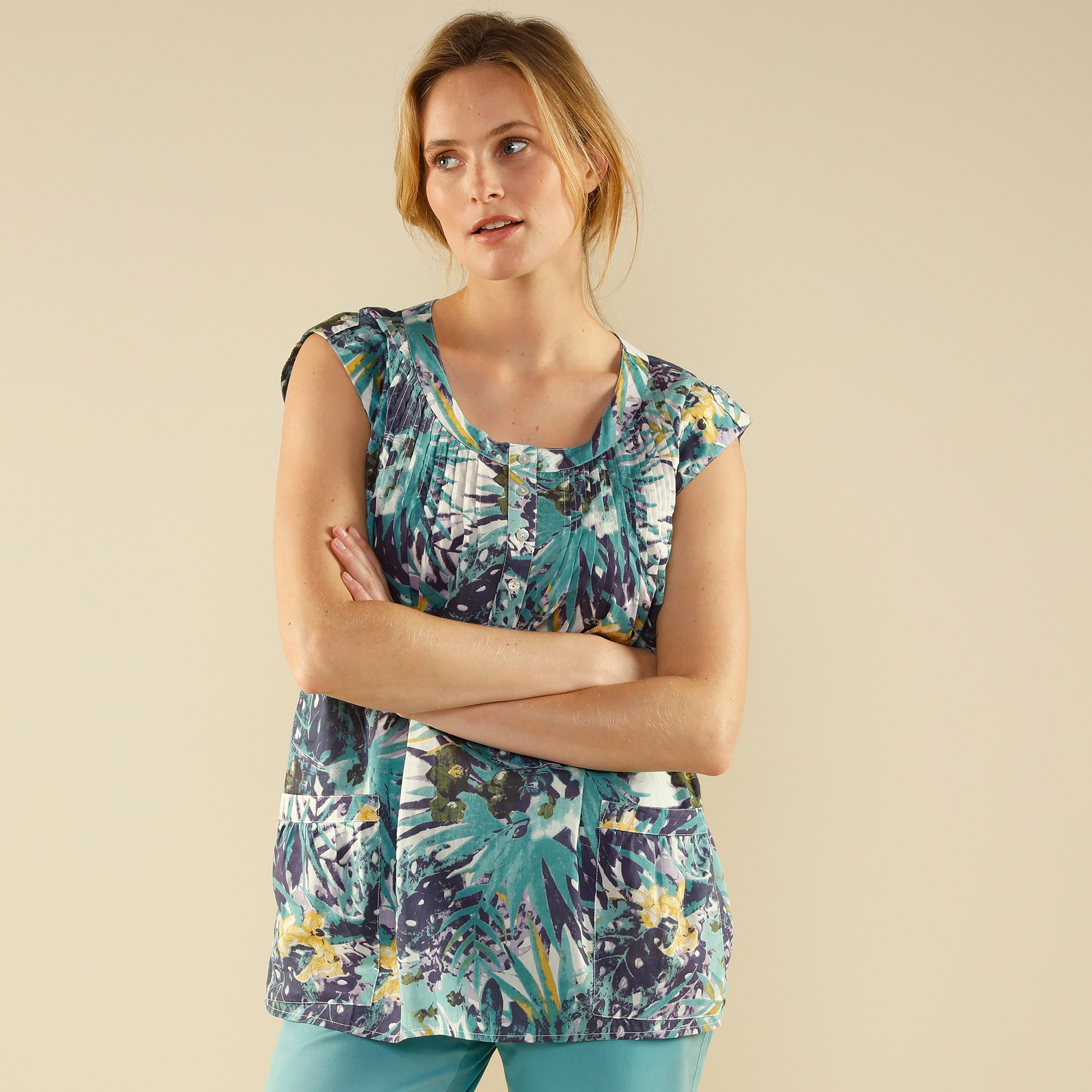 Tunique Imprimé Tropical, Voile - Blancheporte