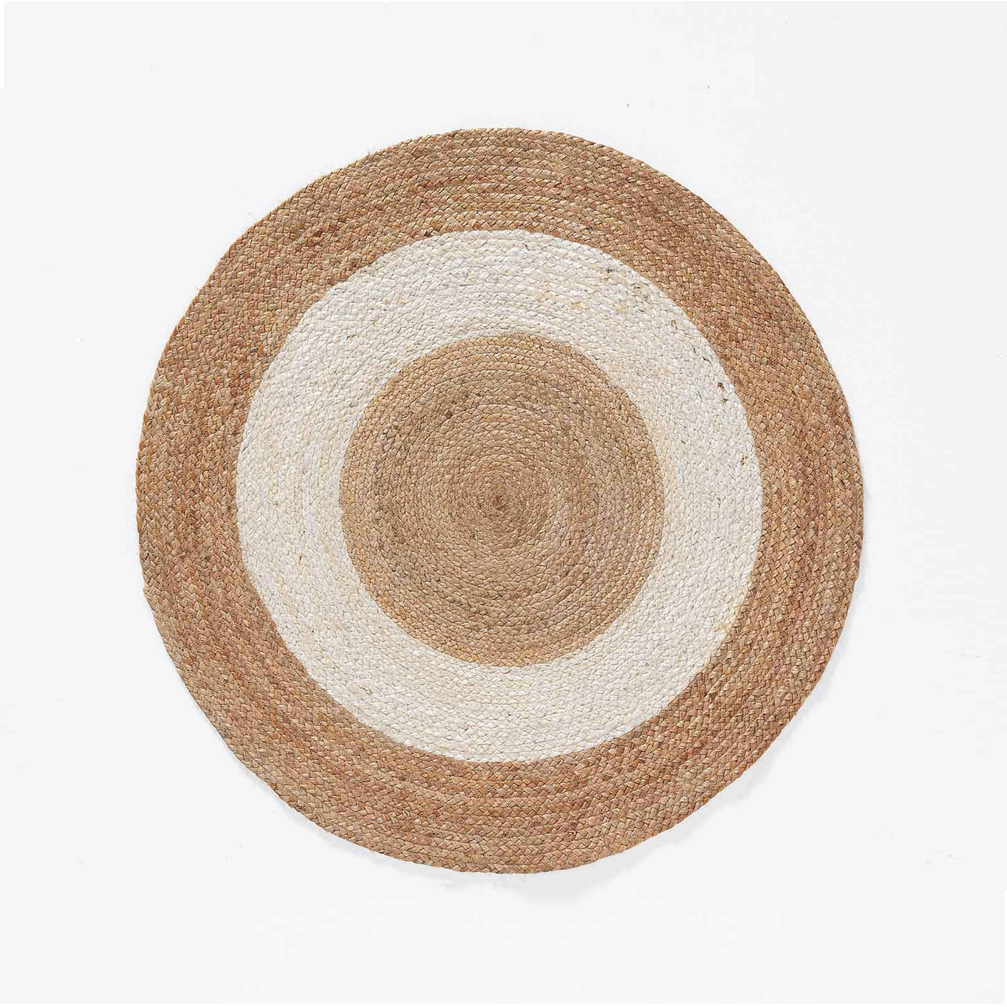 Tapis Rond Bicolore Blanc En Jute - Blancheporte