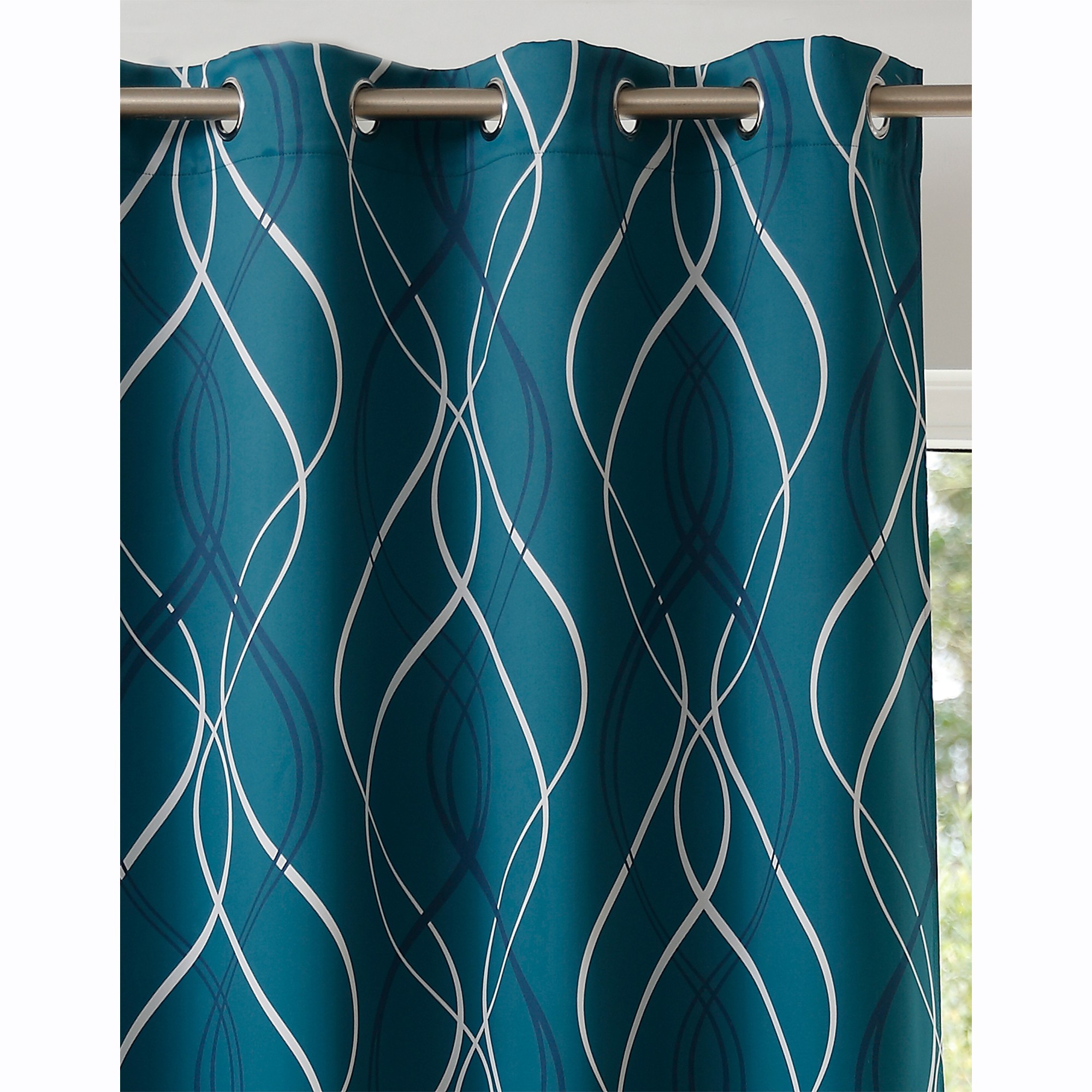 Rideau occultant imprimé serpentins - Rideau : Largeur 140 X Hauteur 260cm - Vert - Colombine