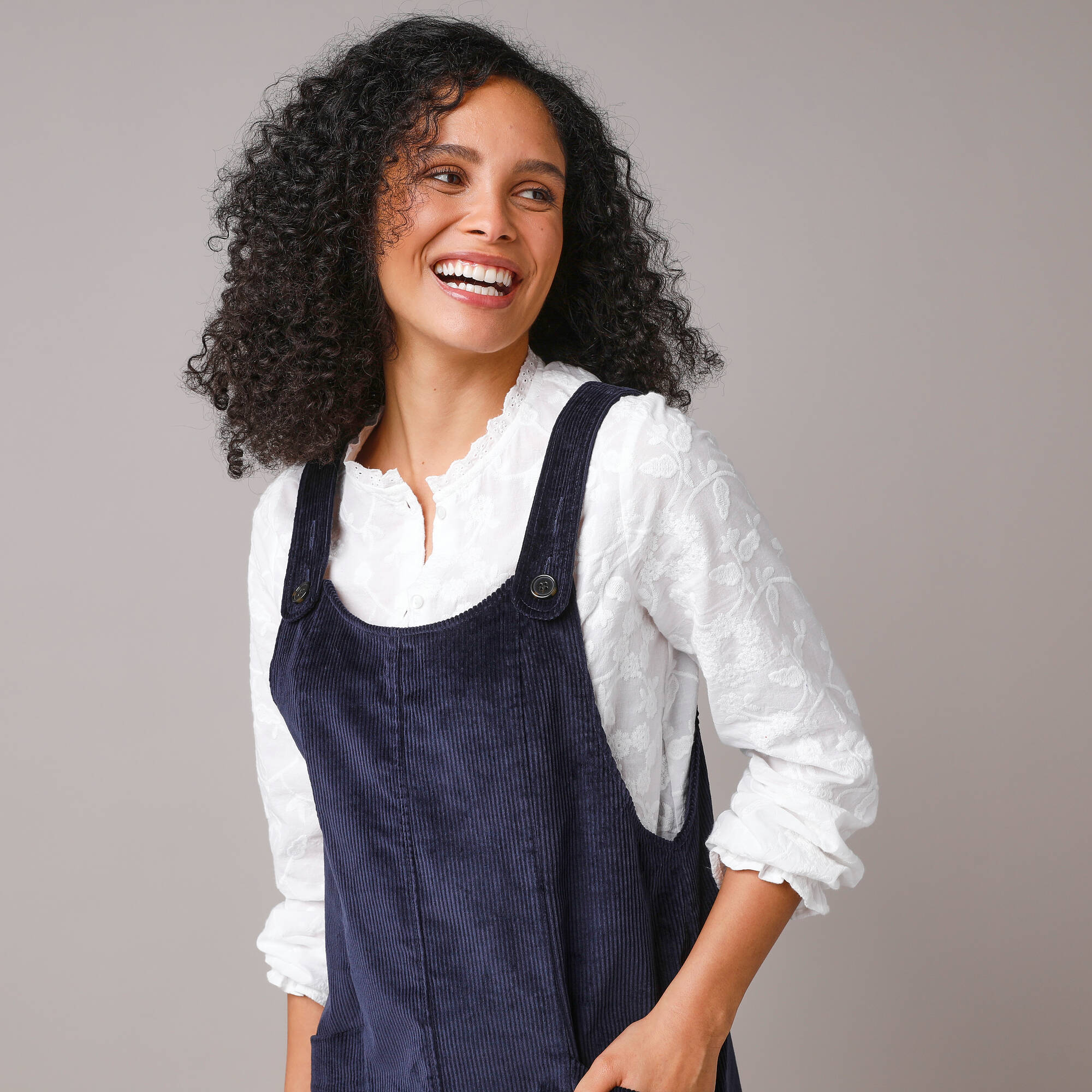 Robe chasuble évasée, velours côtelé, marine Blancheporte