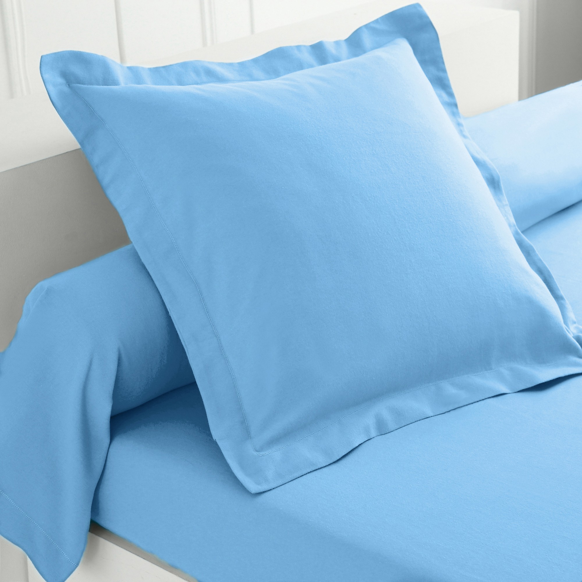 Linge de lit uni flanelle - Drap Plat 2 Personnesonnes : 270x325cm - Bleu - Colombine