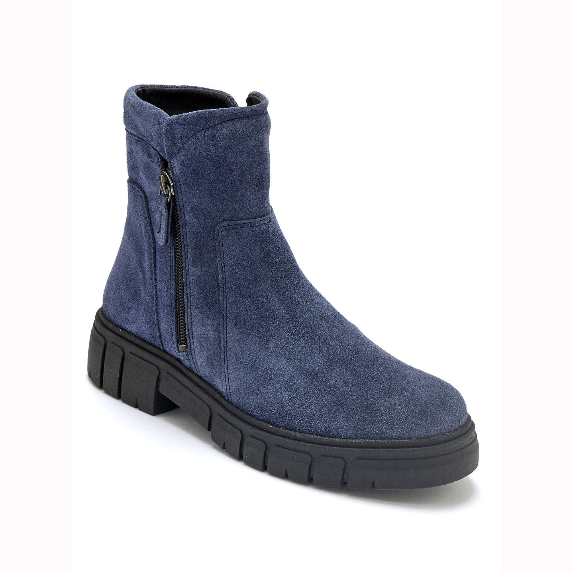 Boots cuir grande largeur bleu Blancheporte